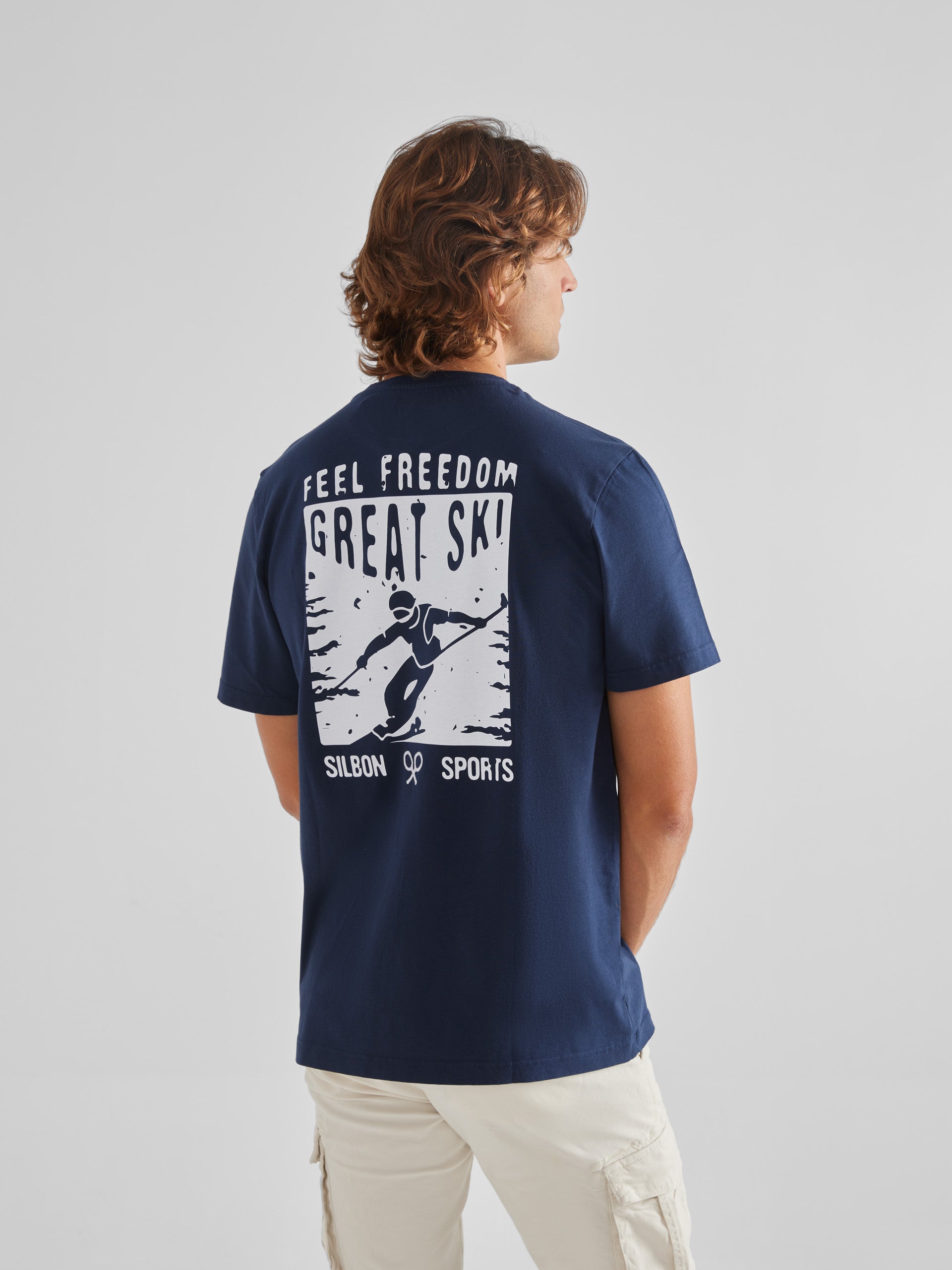 T-shirt grand ski bleu marine