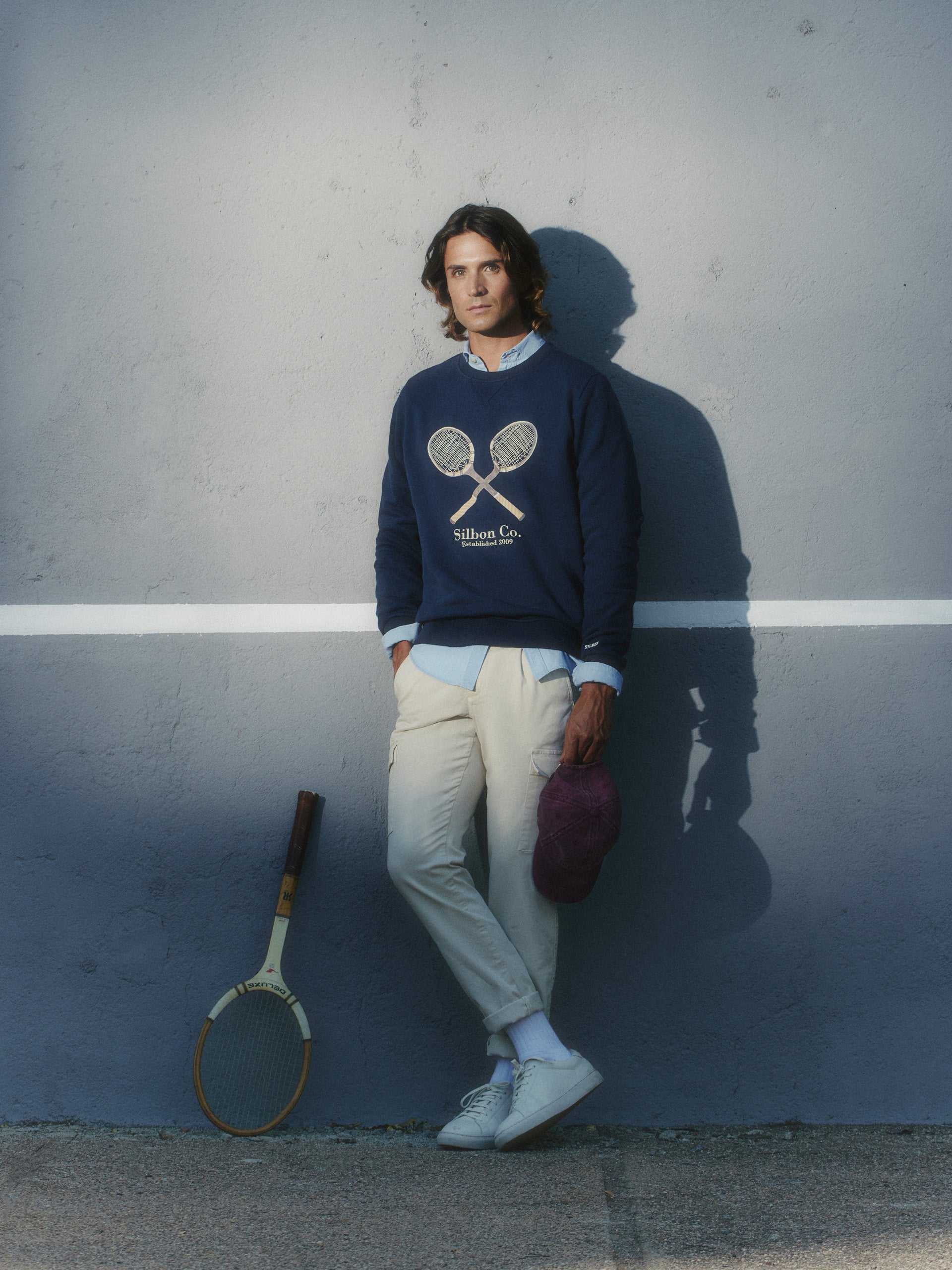 Navy vintage racket sweatshirt