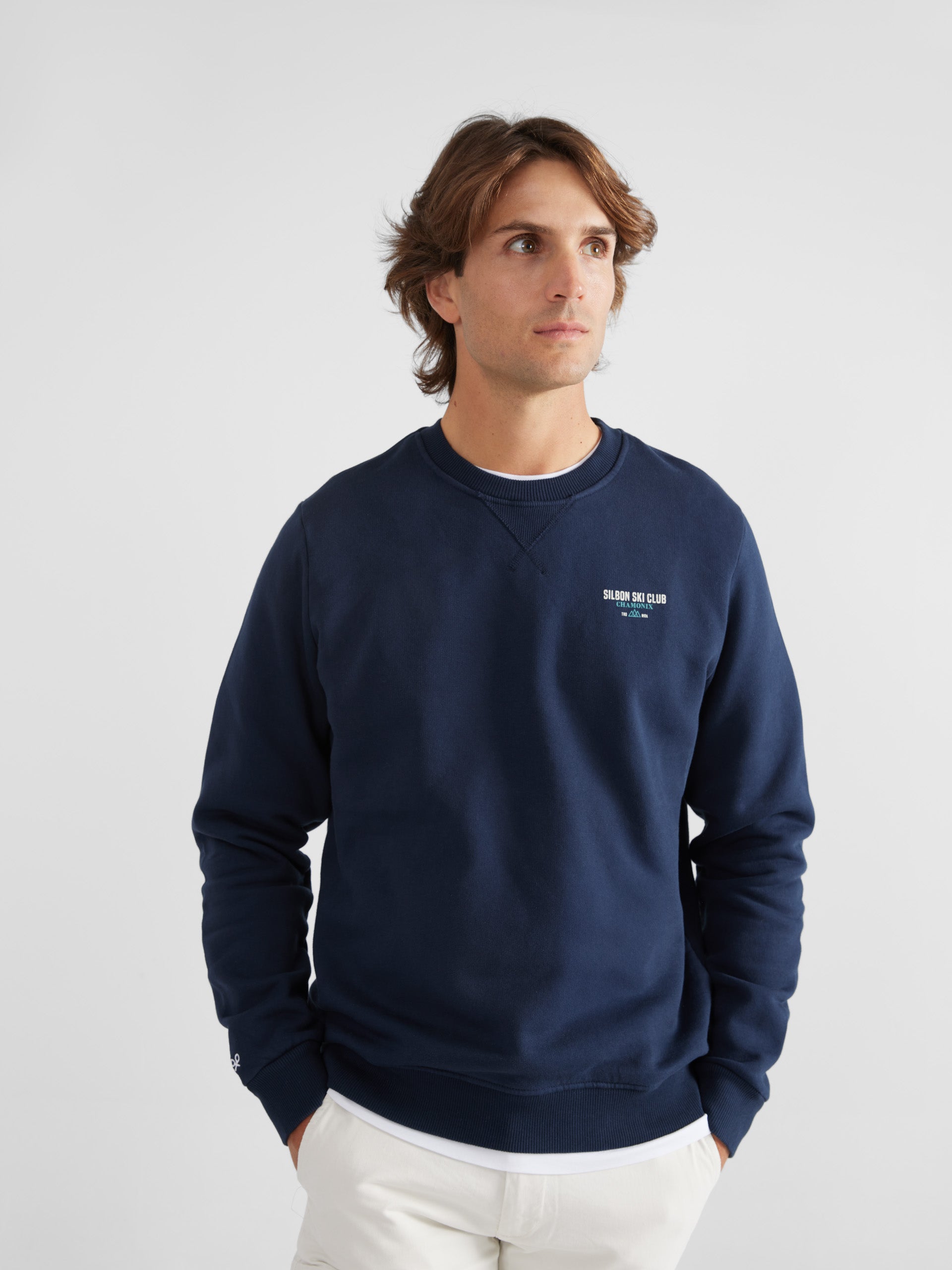 Navy blue ski club sweatshirt