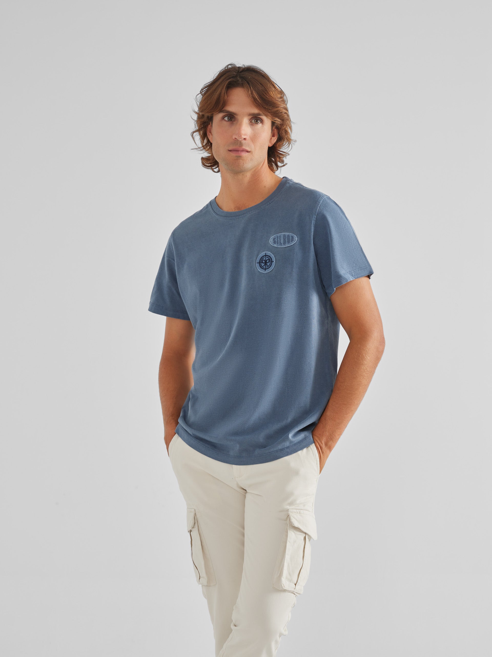 T-shirt patch bleu marine