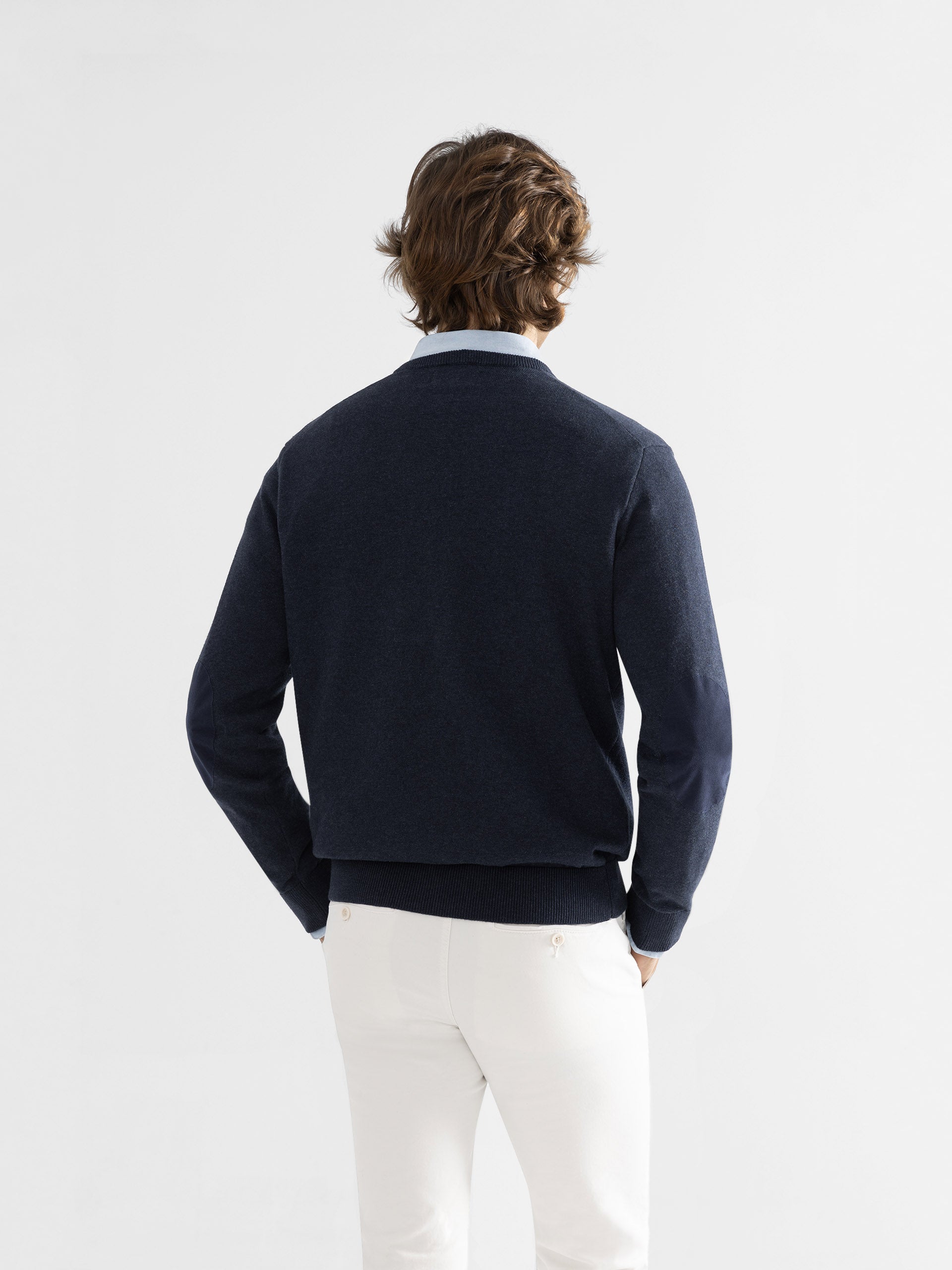 Plain navy blue elbow sleeve sweater