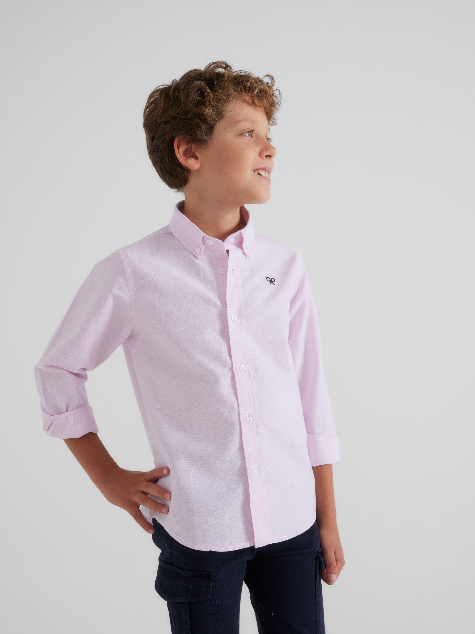 Camisa sport kids oxford style rosa