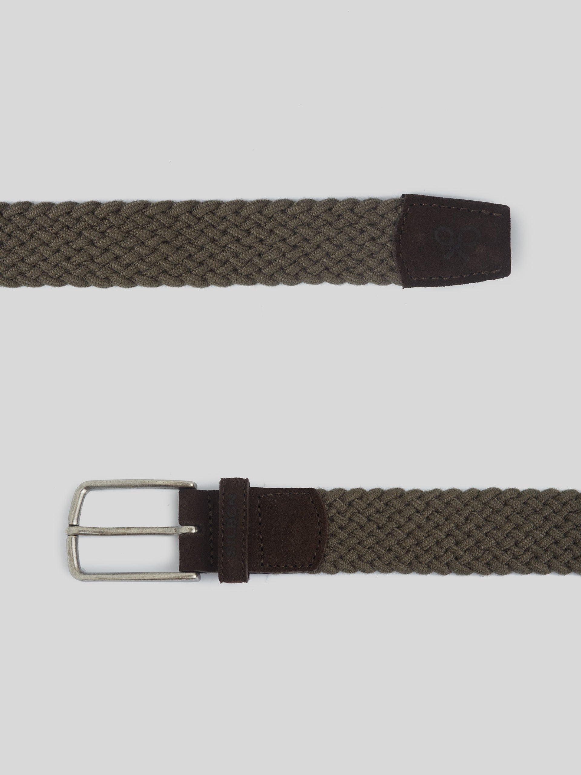 Cinturon elastico trenzado khaki