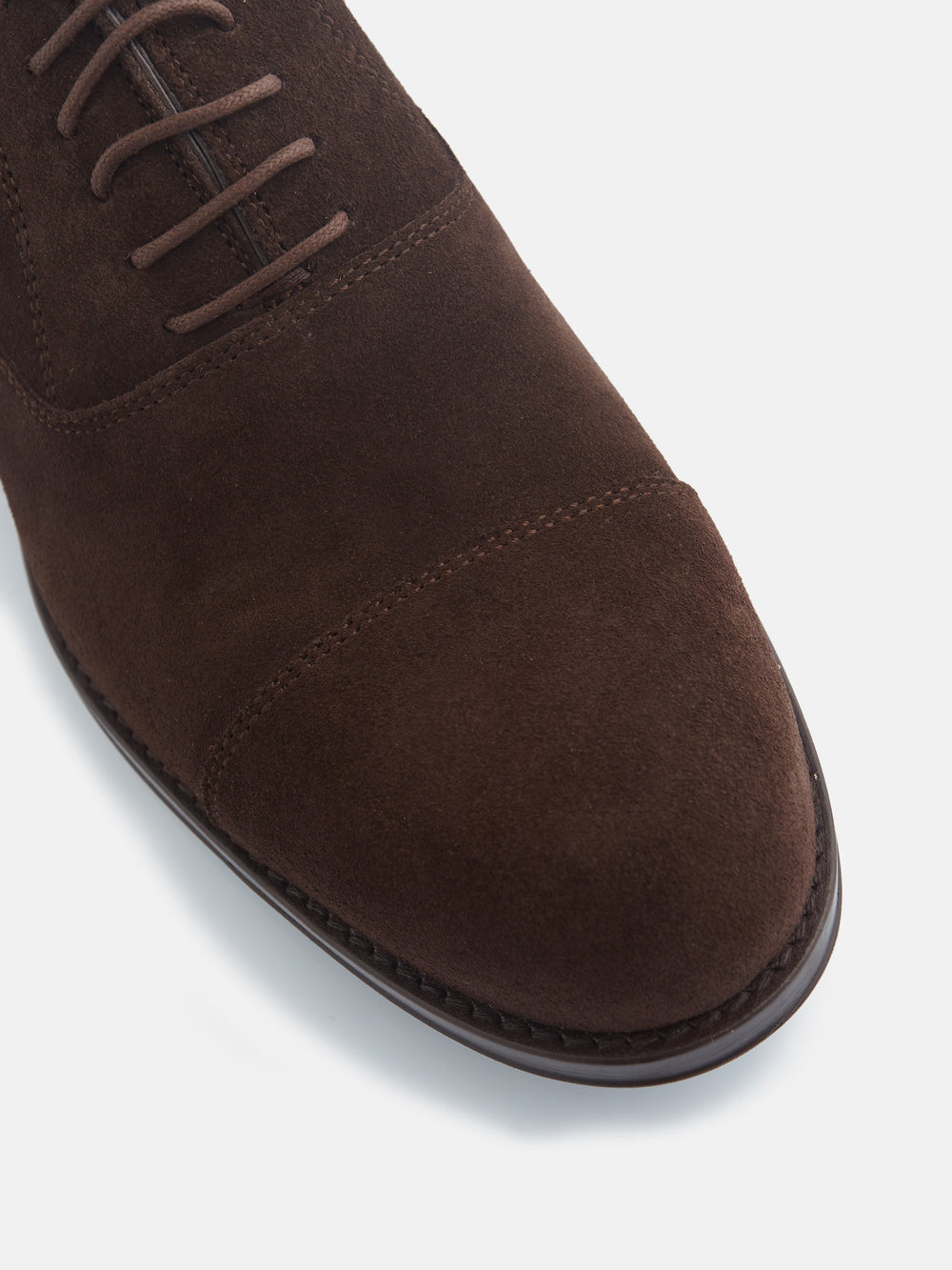 Zapato clasico ante cordones marron oscuro