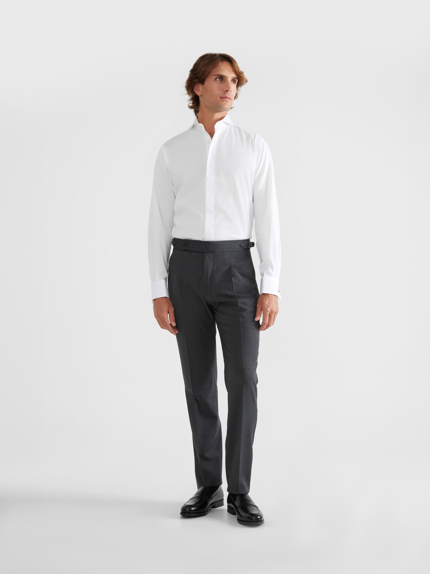 Charcoal gray extended dress pants