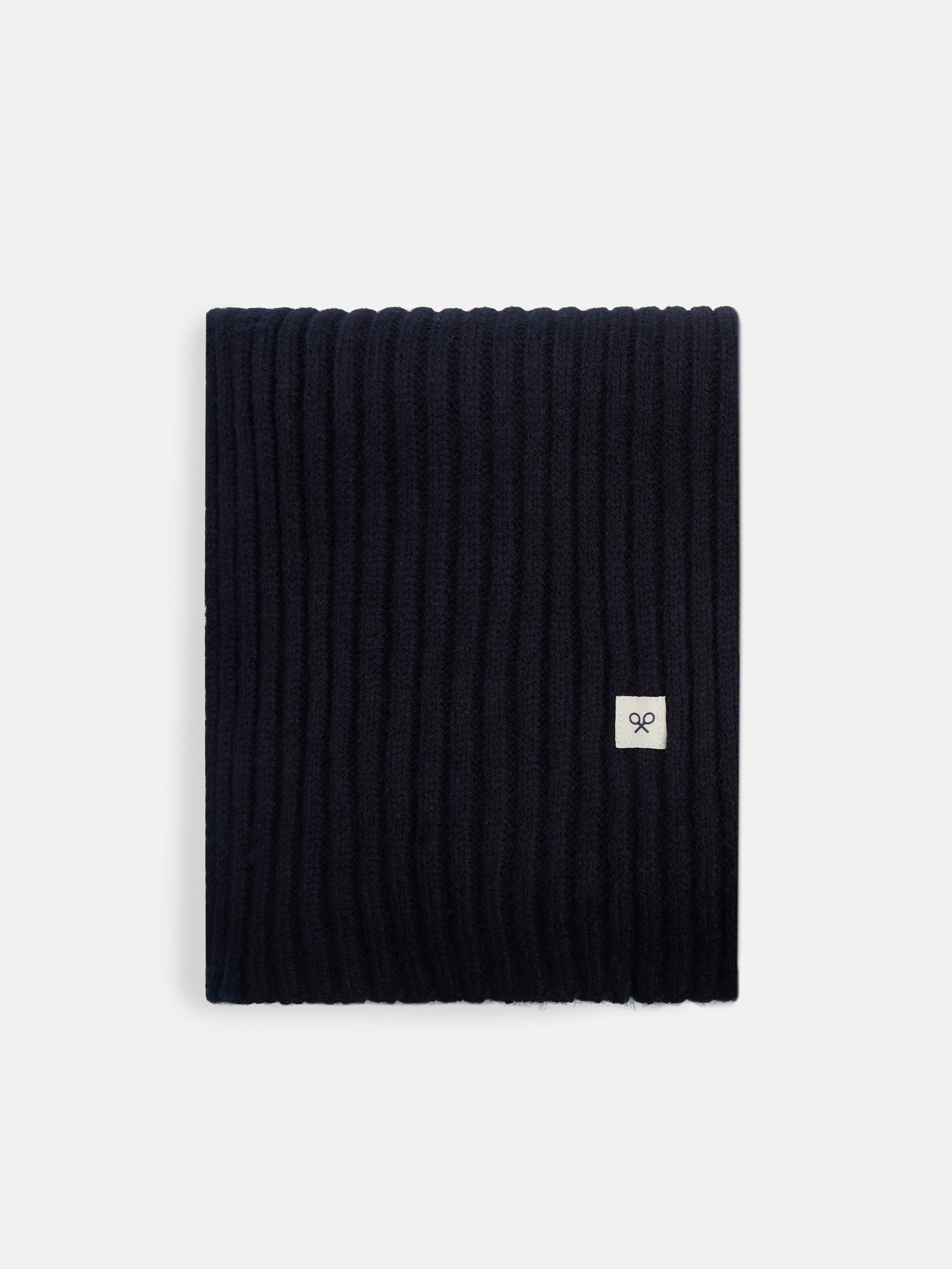 Navy blue plain knit scarf