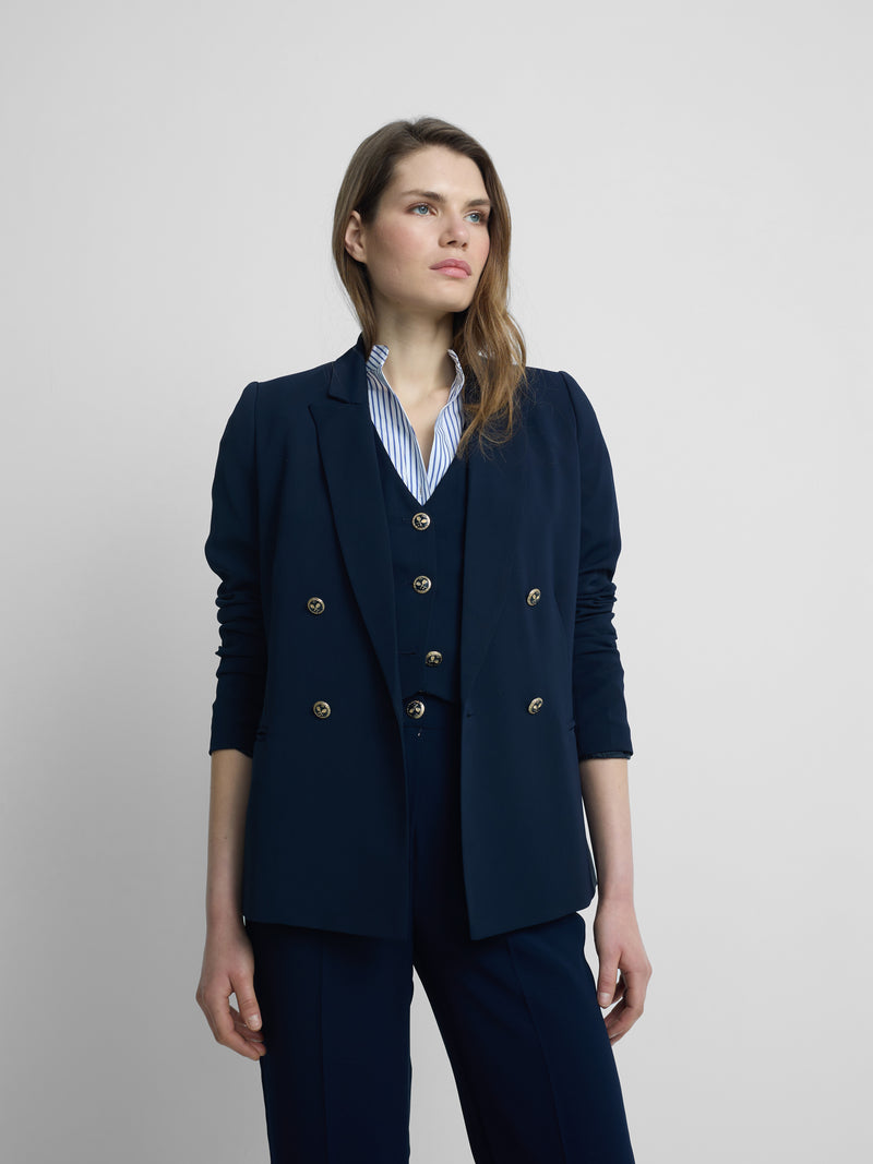 Blazer mulher clássica azul-marinho