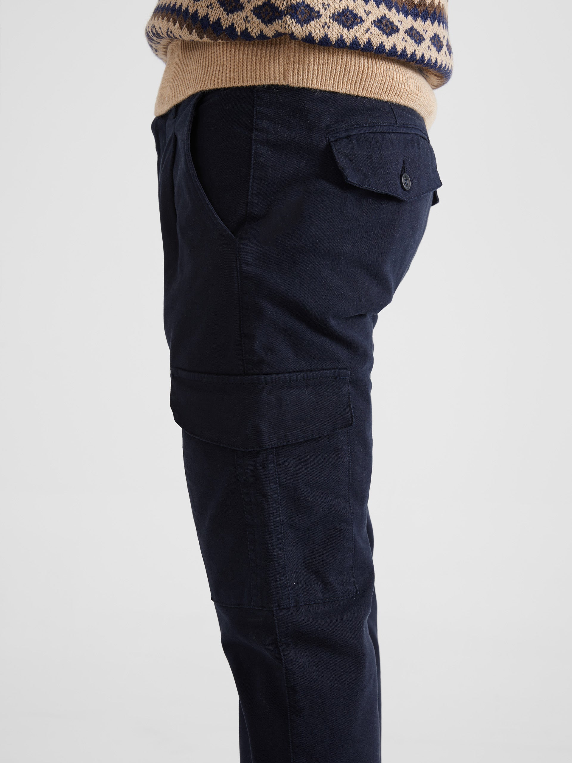 Pantalon de sport cargo plissé bleu marine foncé