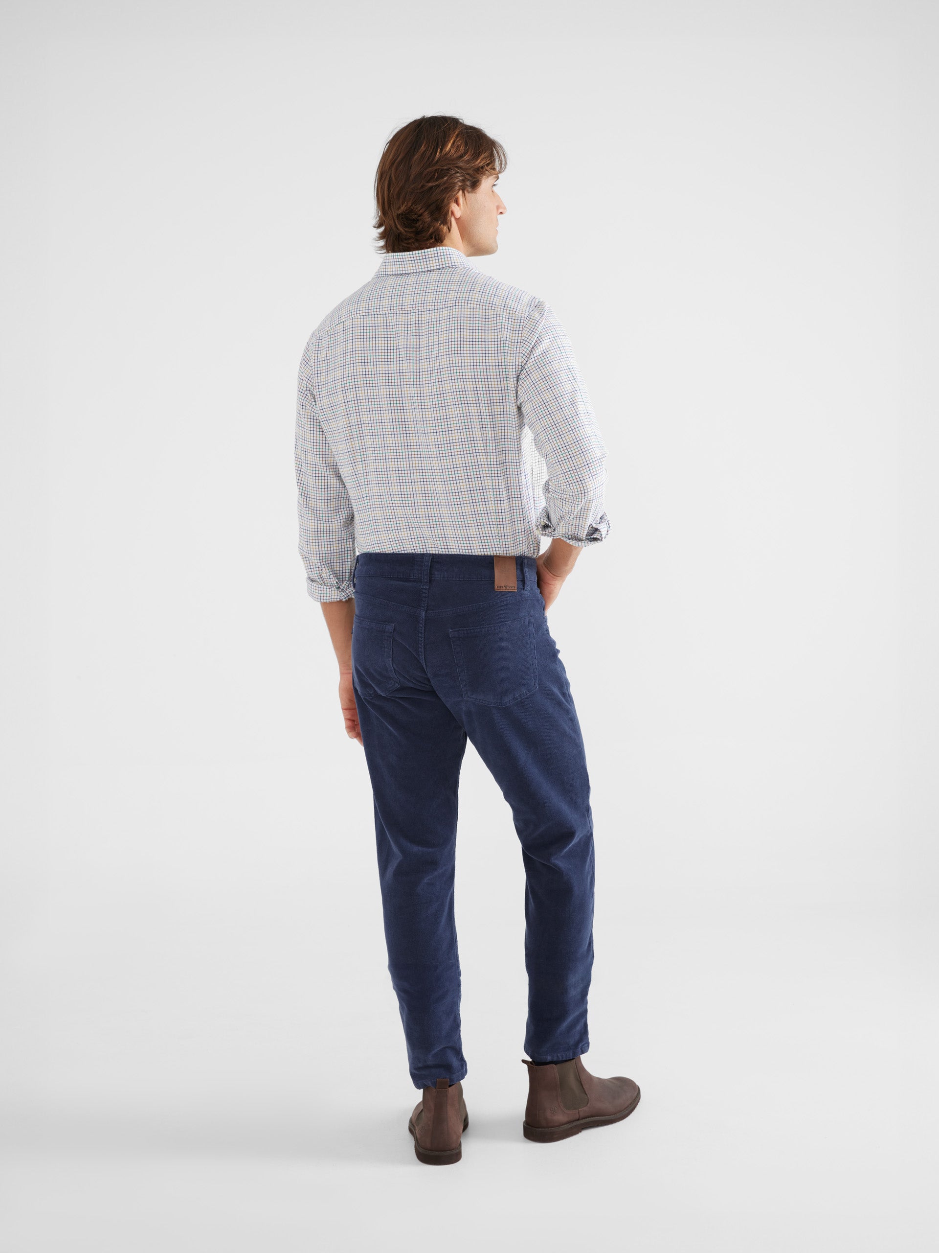 Indigo blue corduroy 5-pocket sport pants