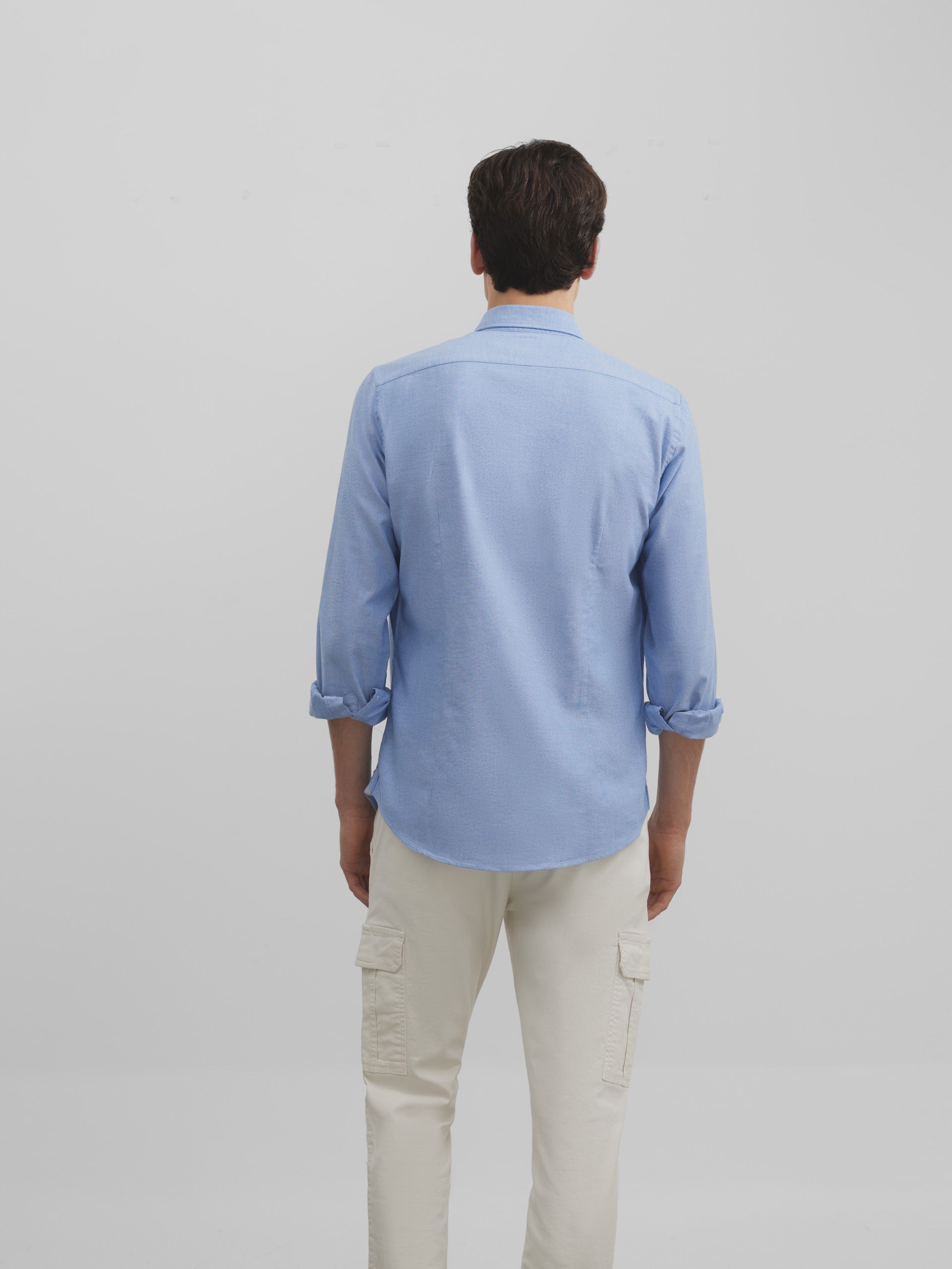Camisa sport oxford azul medio