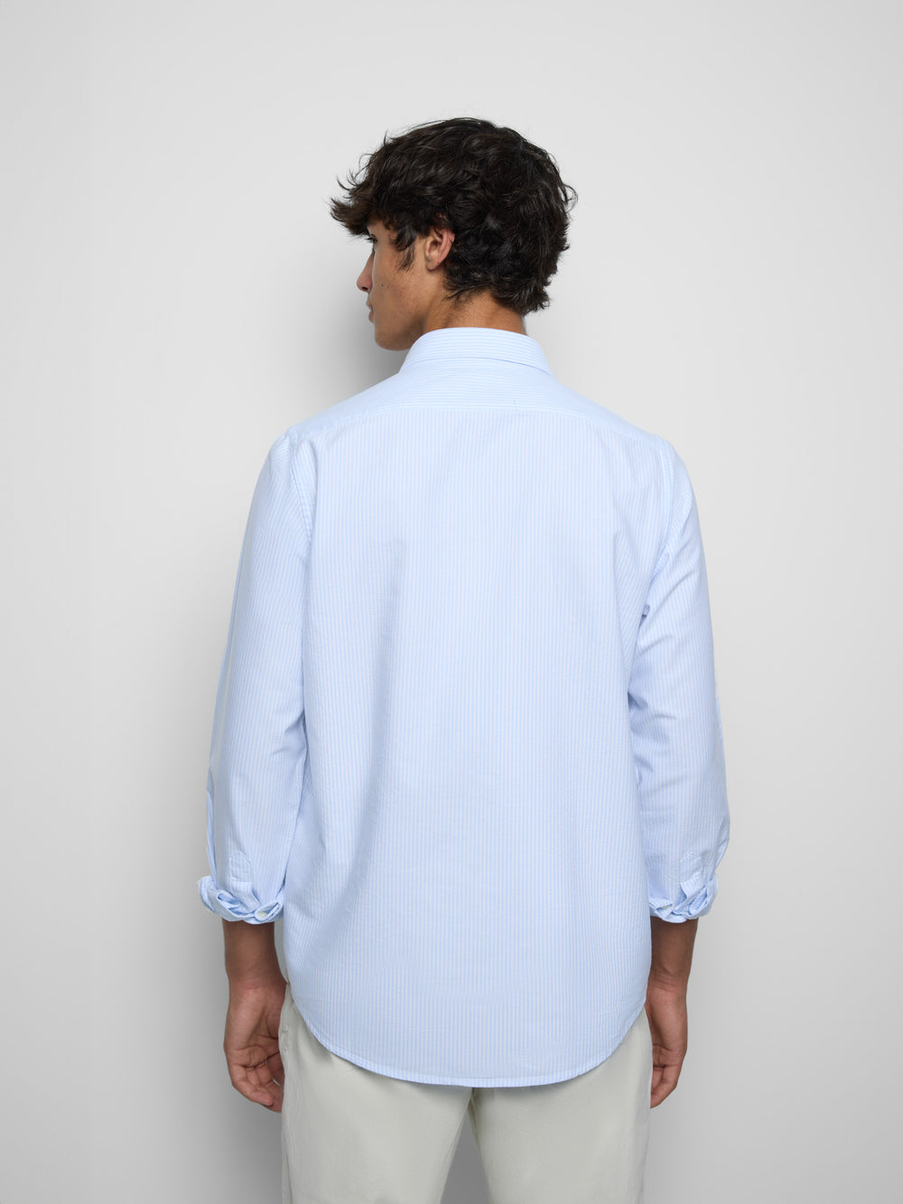 Chemise sport oxford coupe classique à rayures bleu clair