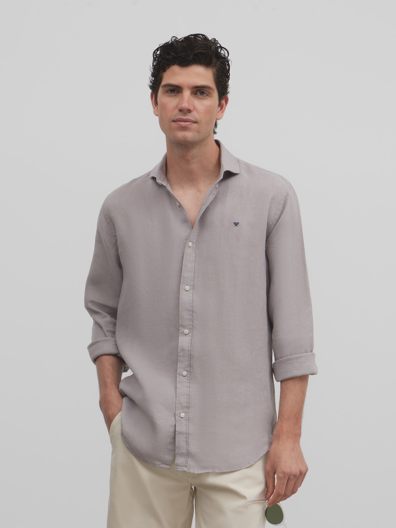Camisa sport linen gris