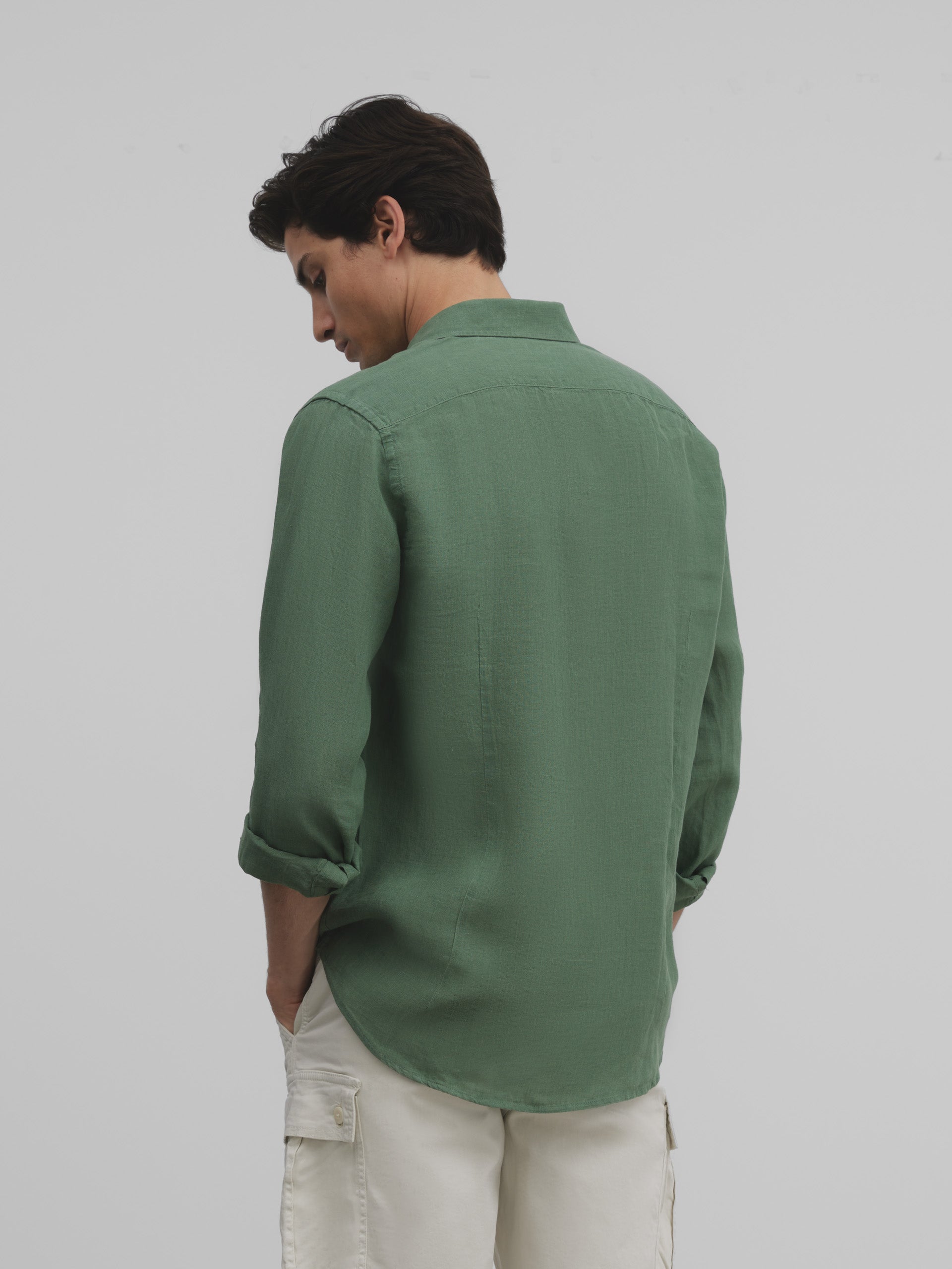 Medium green linen sport shirt