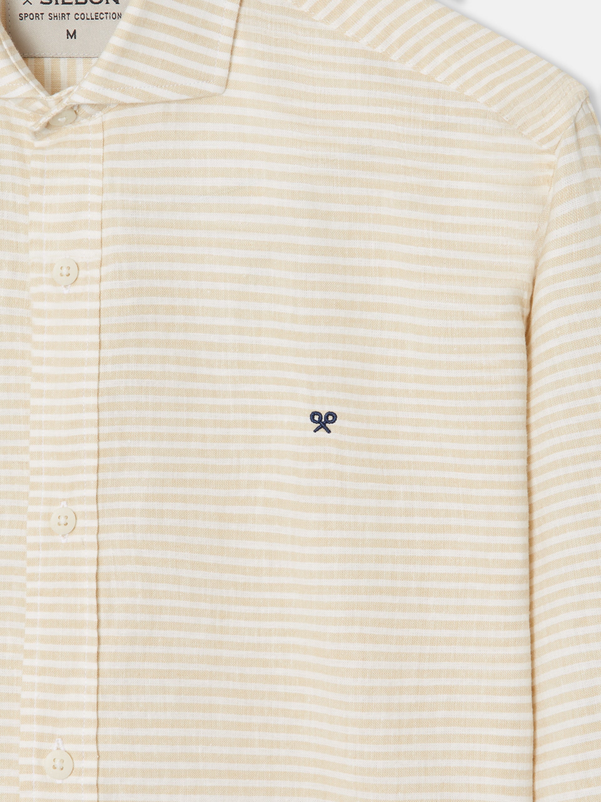 Silbon soft sport shirt beige horizontal stripe