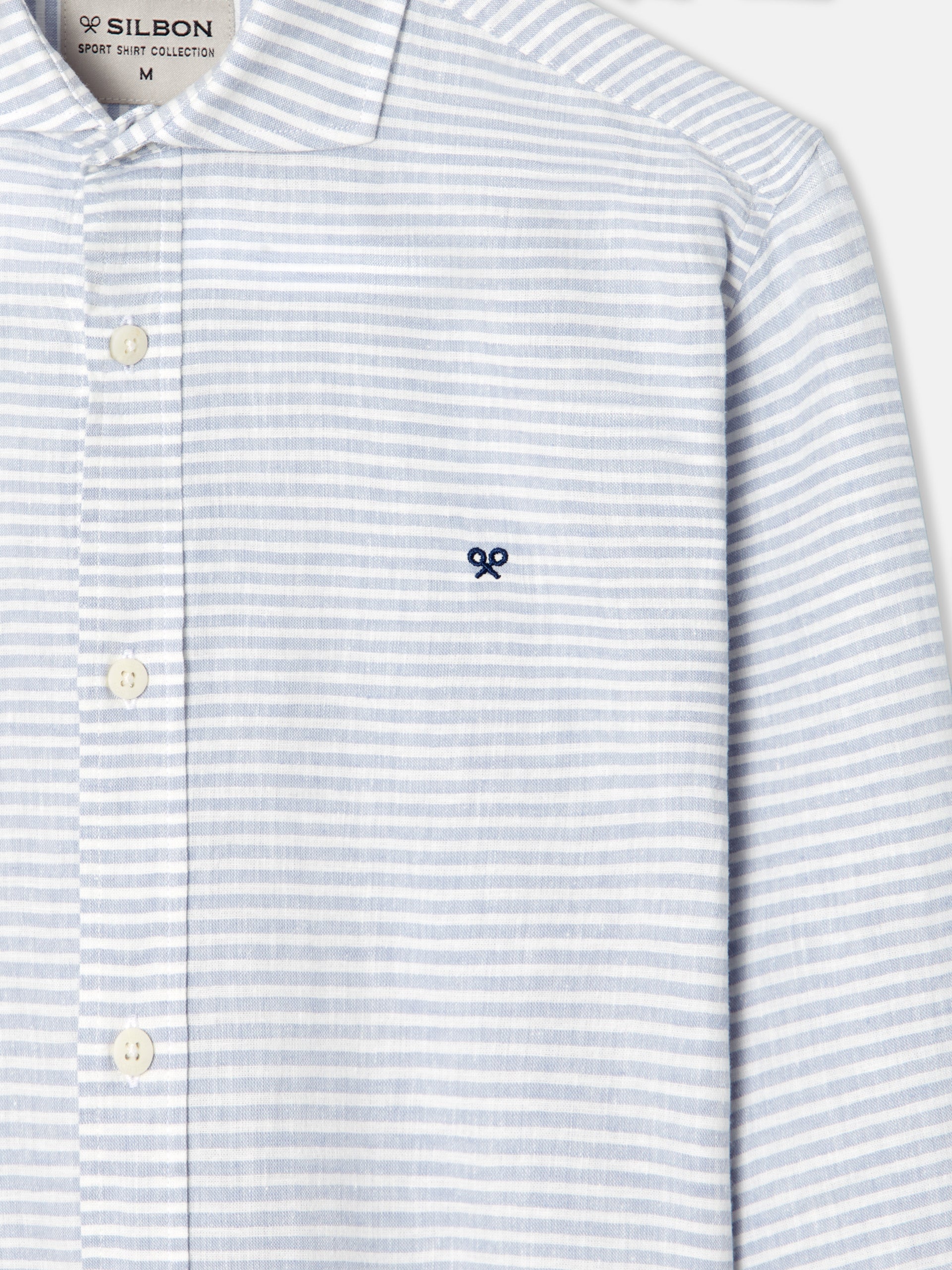 Silbon soft blue horizontal stripe sport shirt
