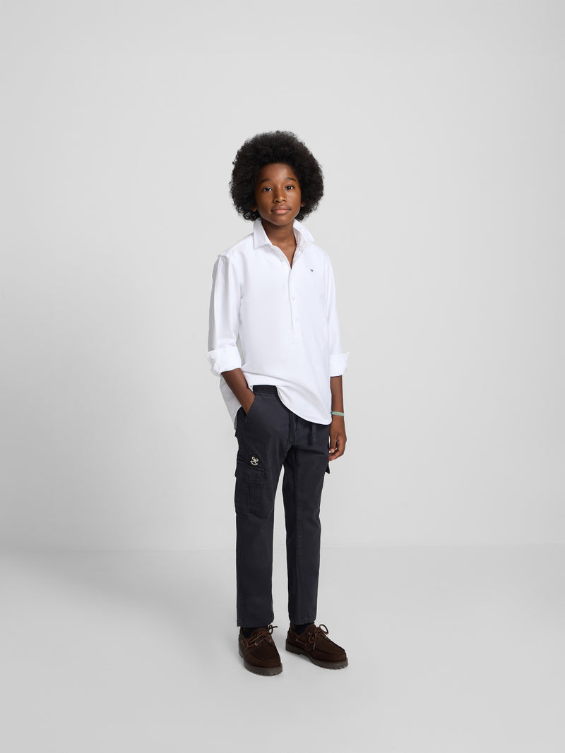 Polo desportivo clássico para crianças oxford branco