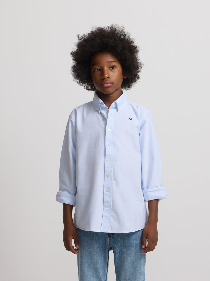 Camisa sport clássica oxford azul claro para crianças