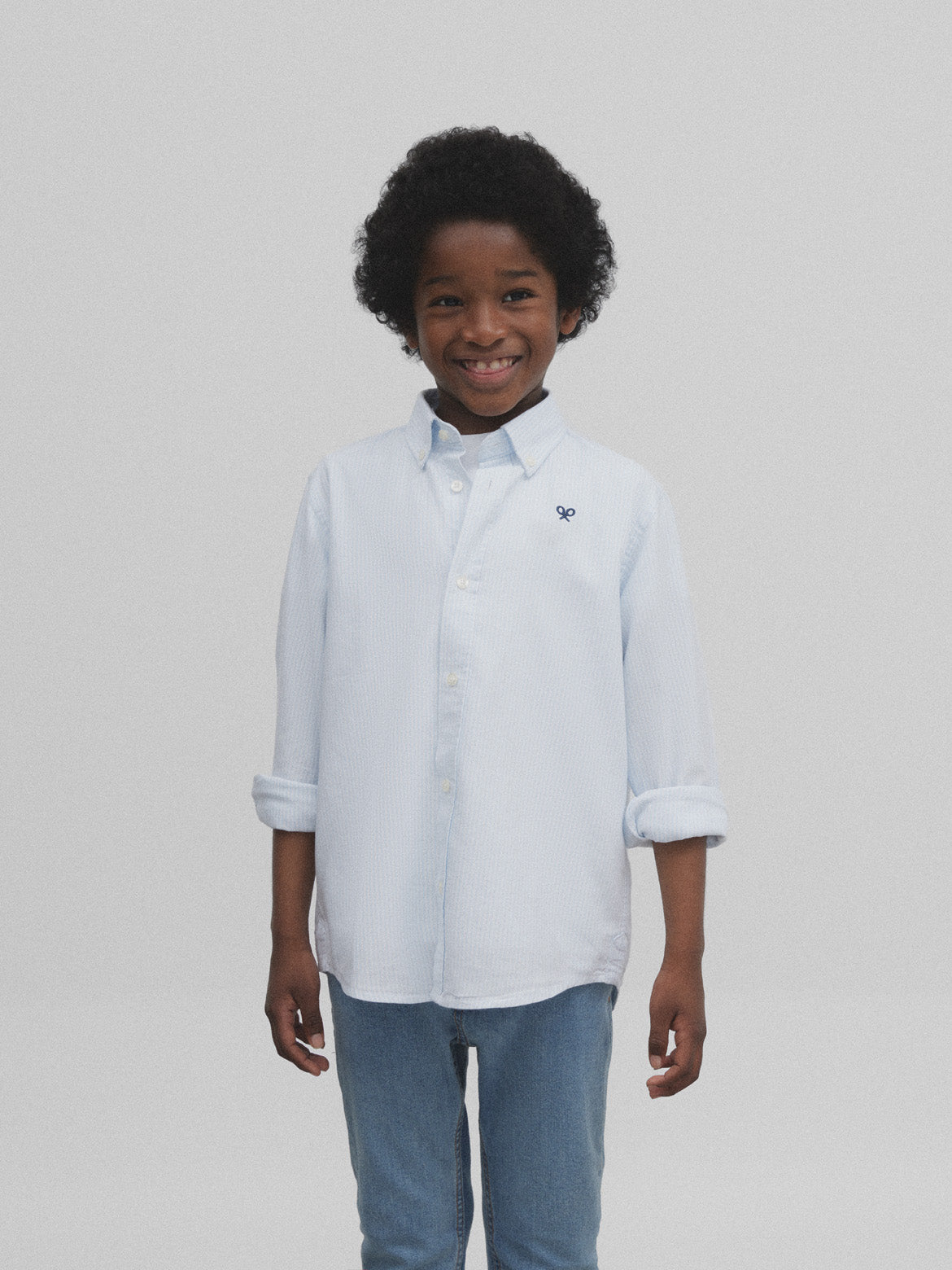 Camisa sport kids clasica oxford rayas azul