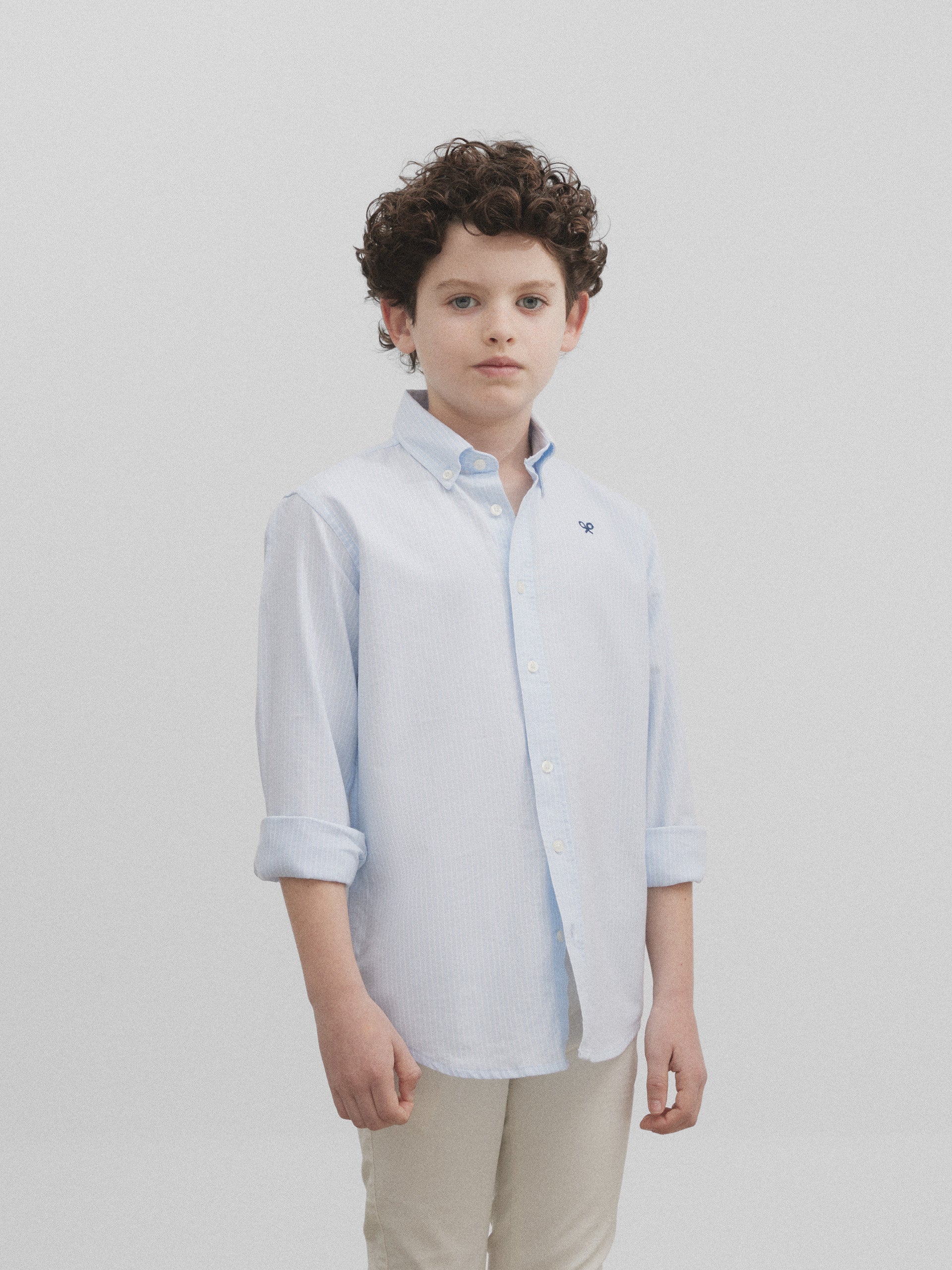 Camisa sport kids raya fina blanca azul