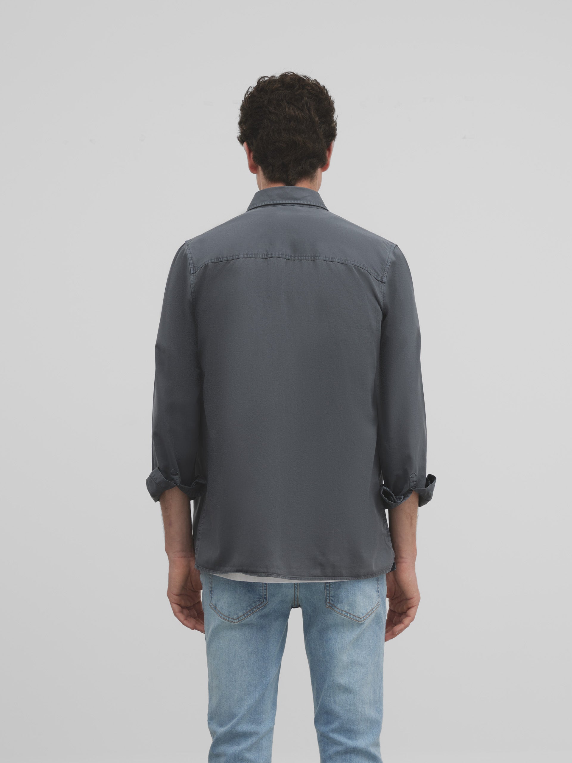 Medium gray garment dye overshirt