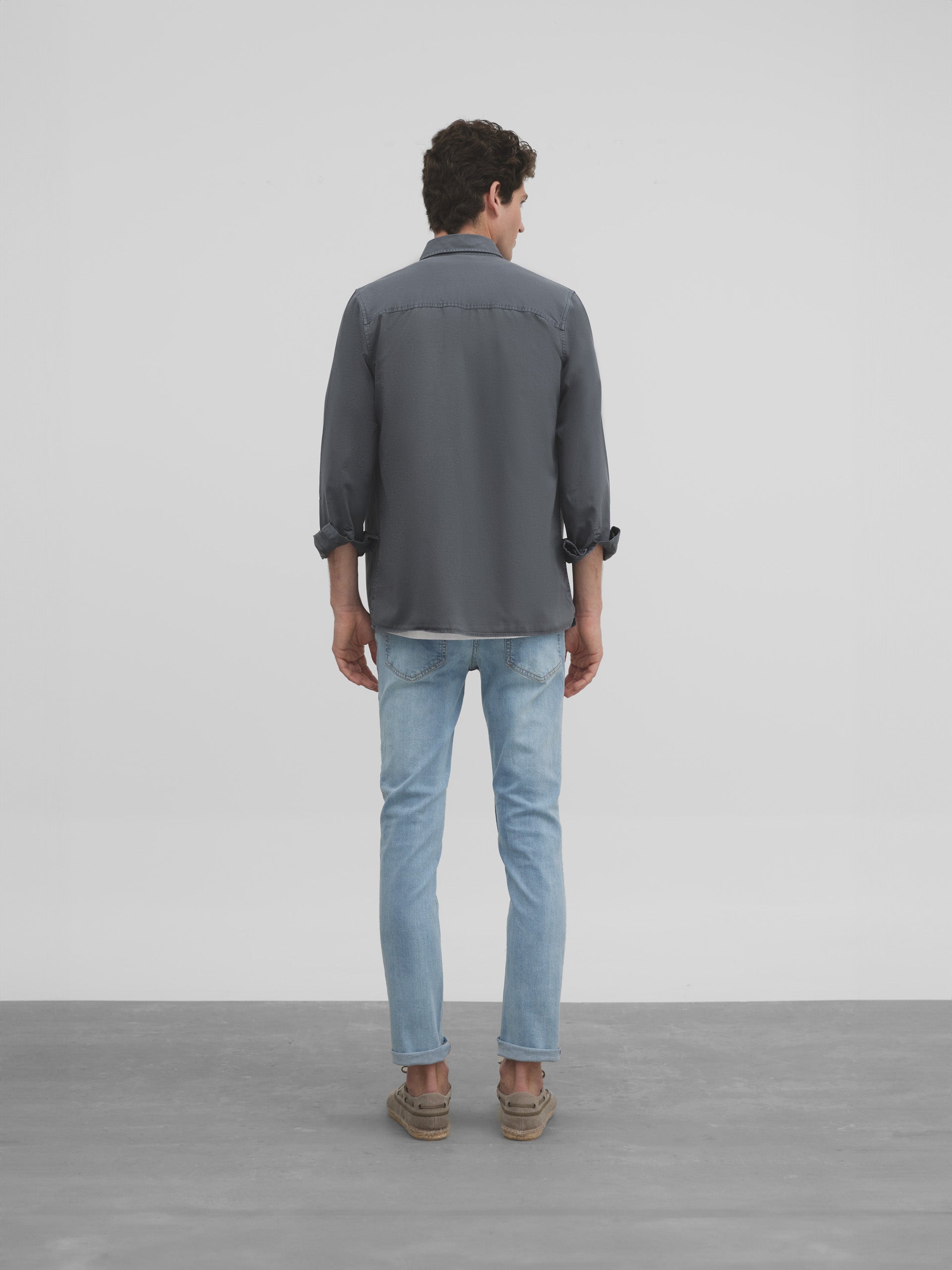 Medium gray garment dye overshirt