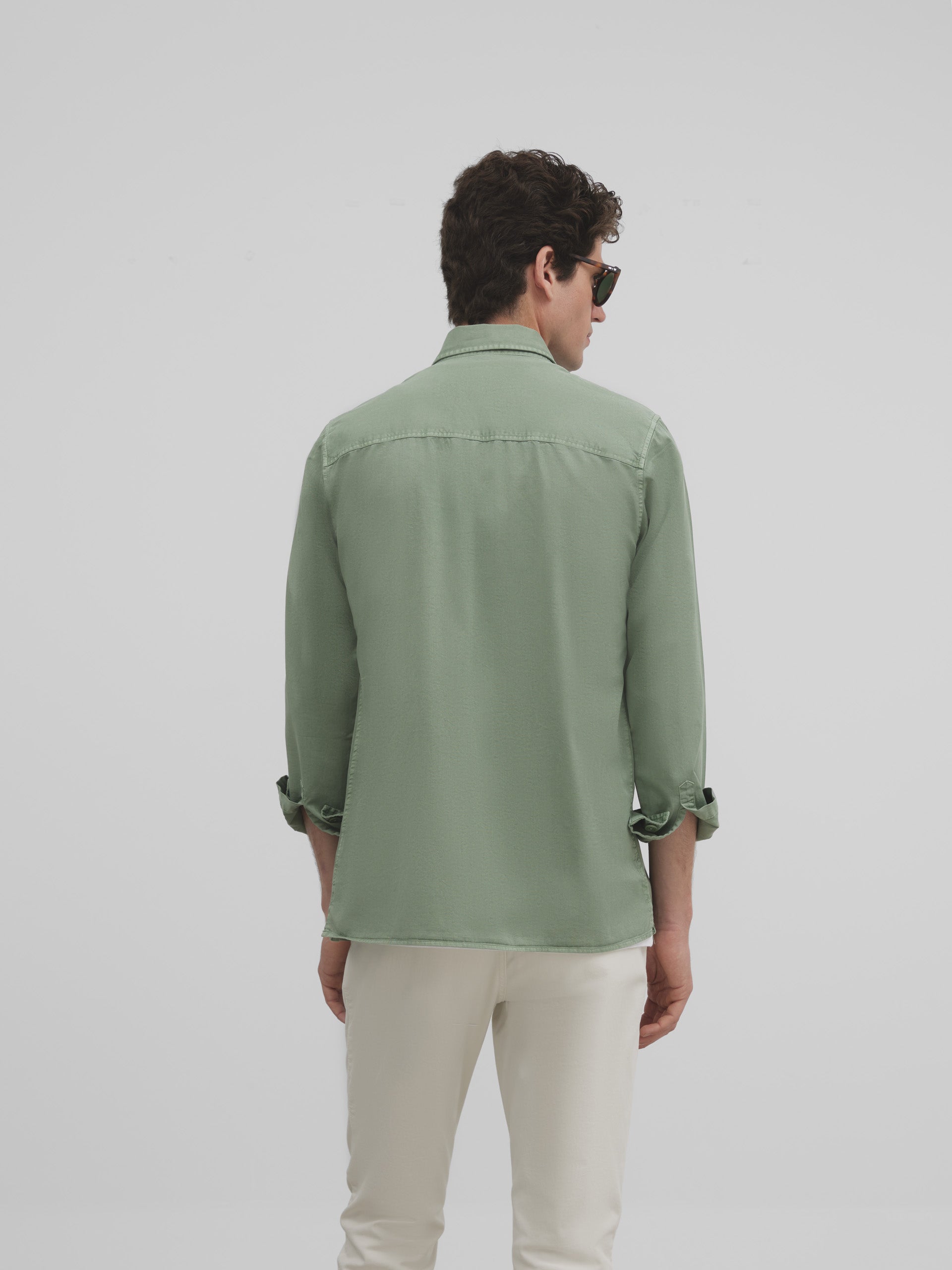 Light green garment dye overshirt