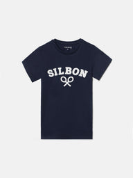 Camiseta kids raqueta media azul marino