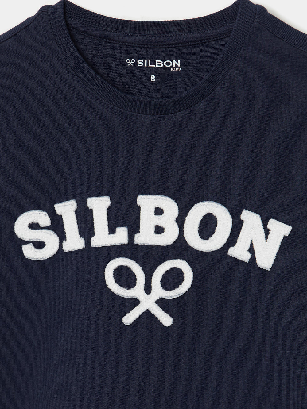 Kids navy blue half racket t-shirt