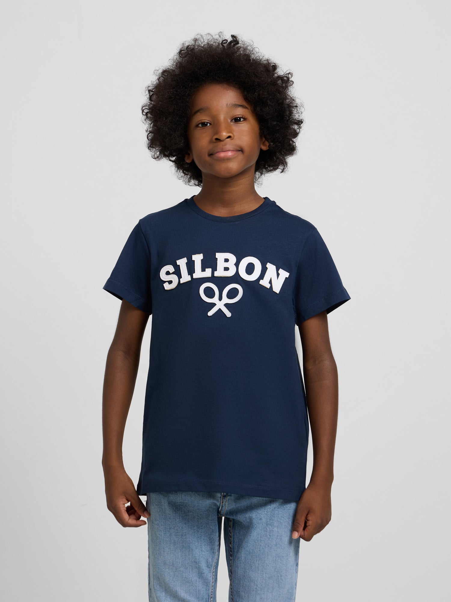 Camiseta kids raqueta media azul marino