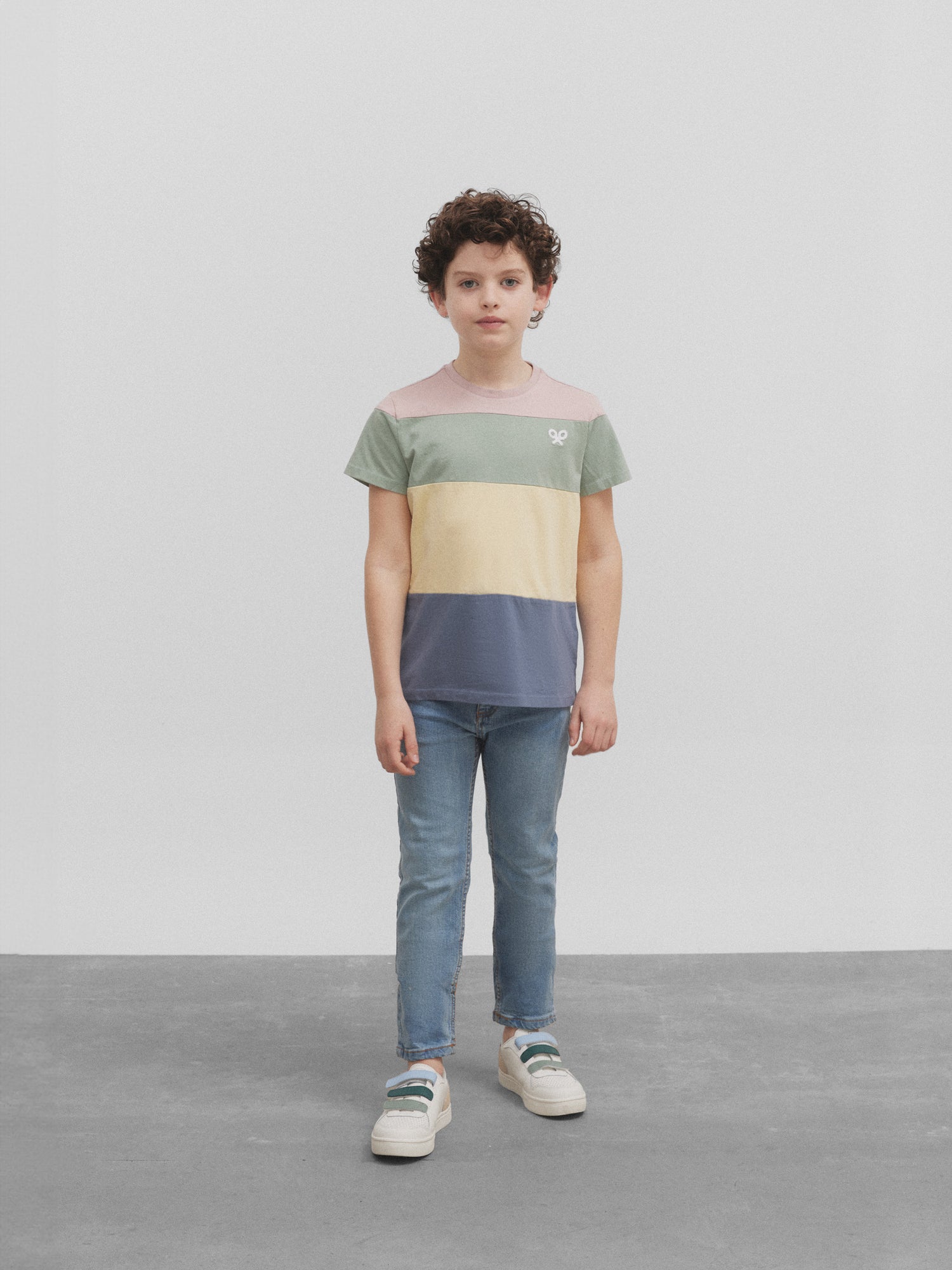 Yellow wide striped kids t-shirt