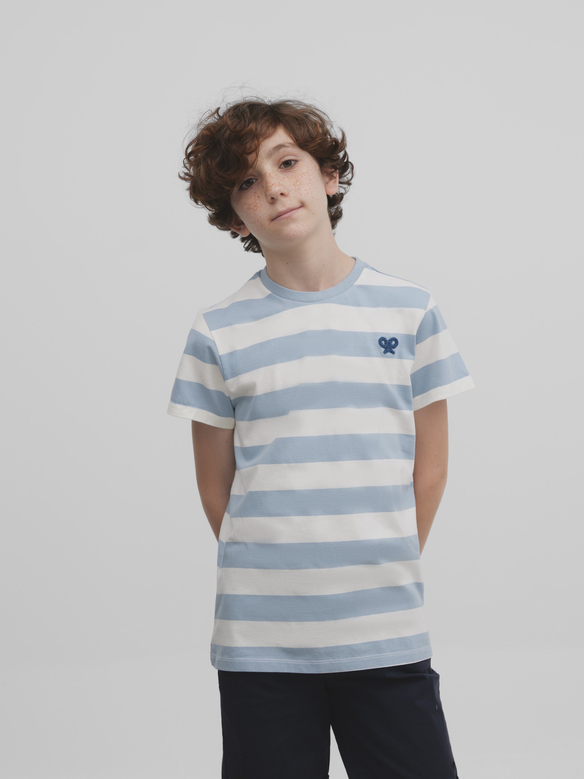 Kids t-shirt light blue nautical stripe