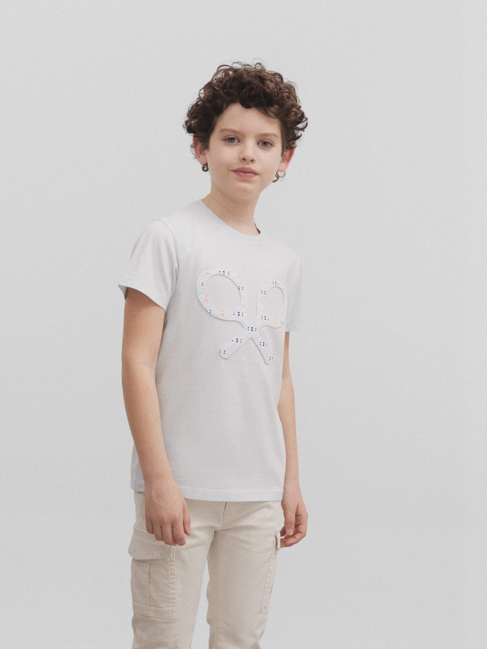 T-shirt enfant raquette ethnique devant bleu