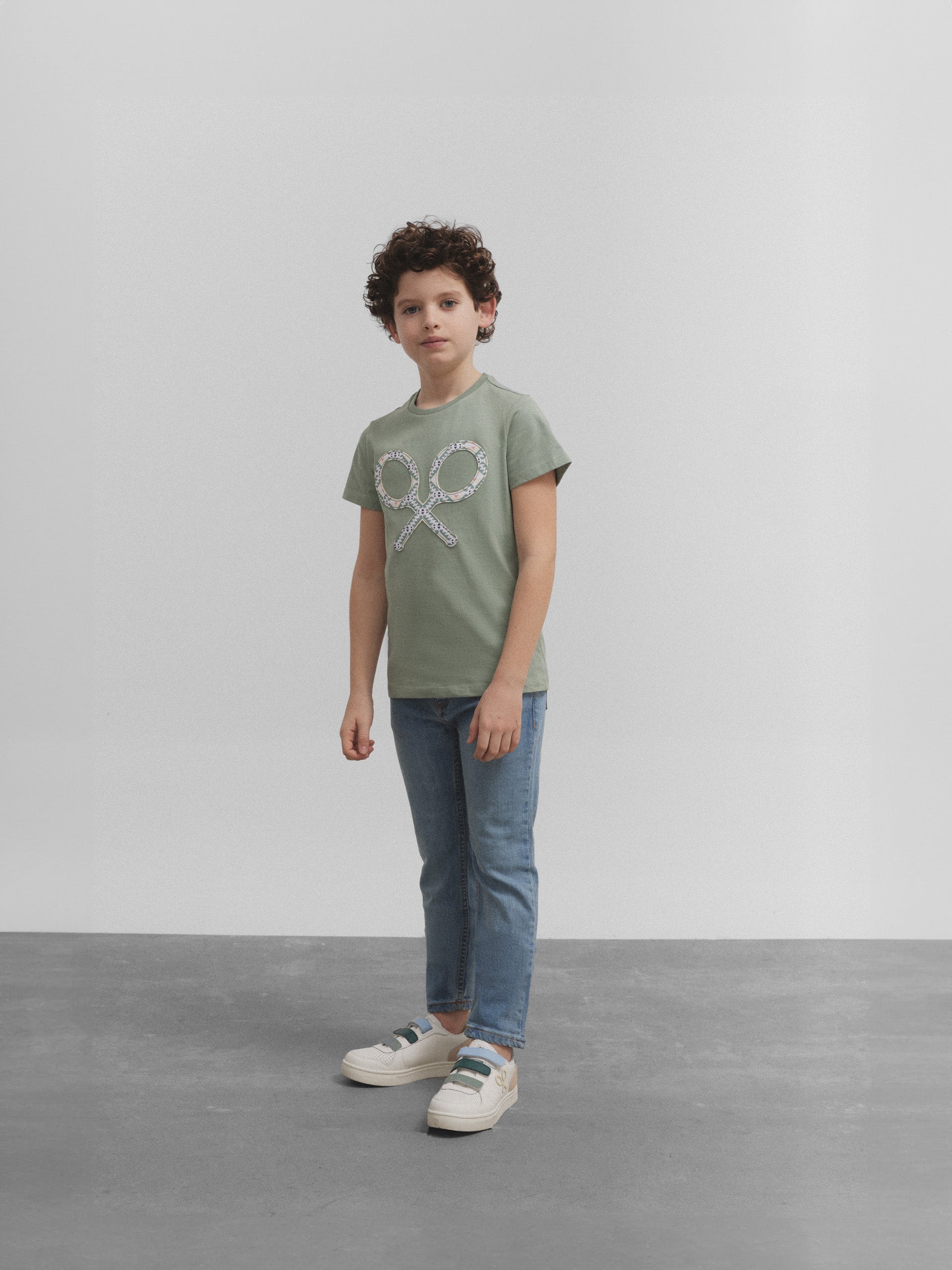 T-shirt enfant raquette ethnique devant vert