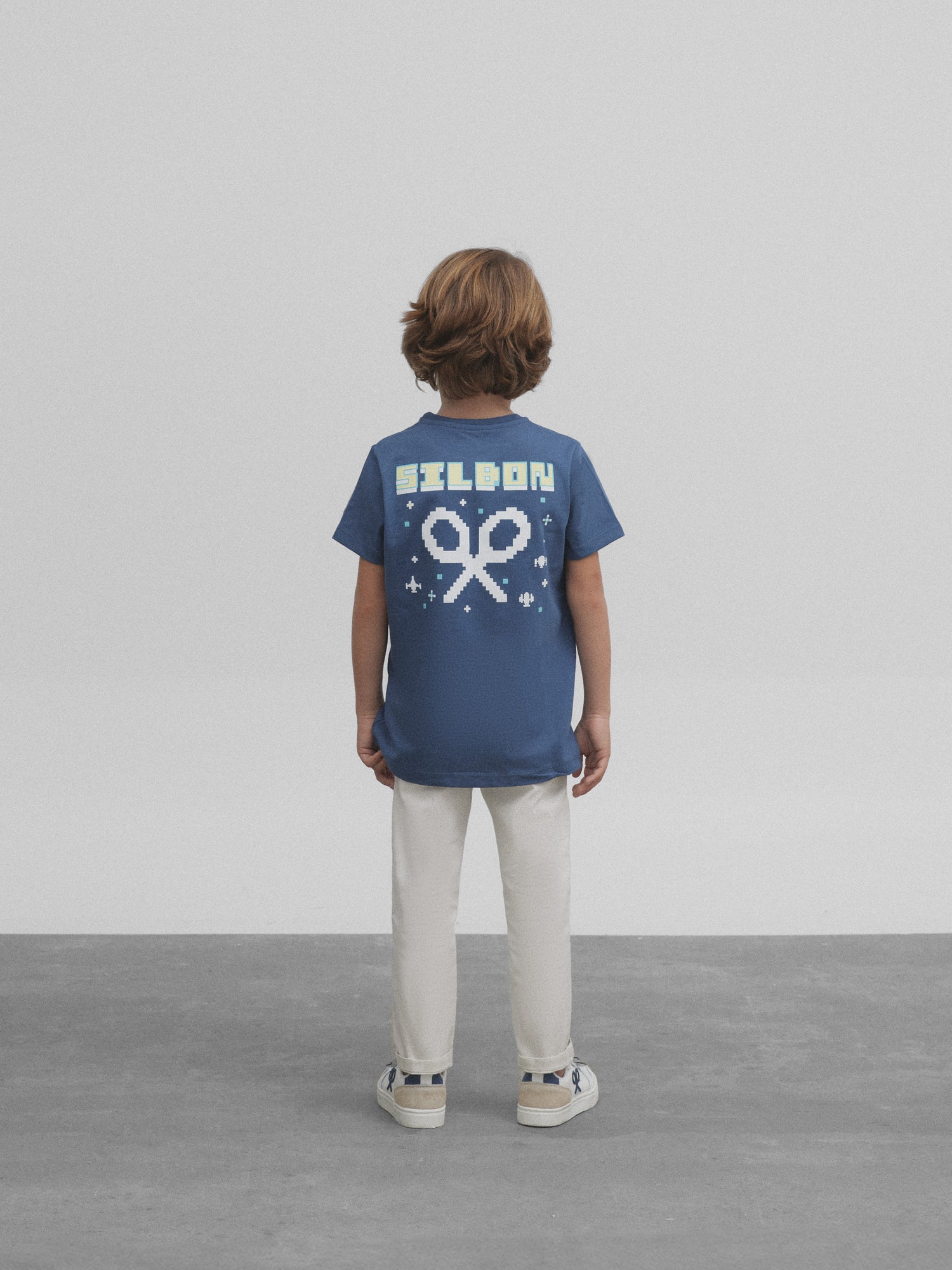 Camiseta kids space invaders azul