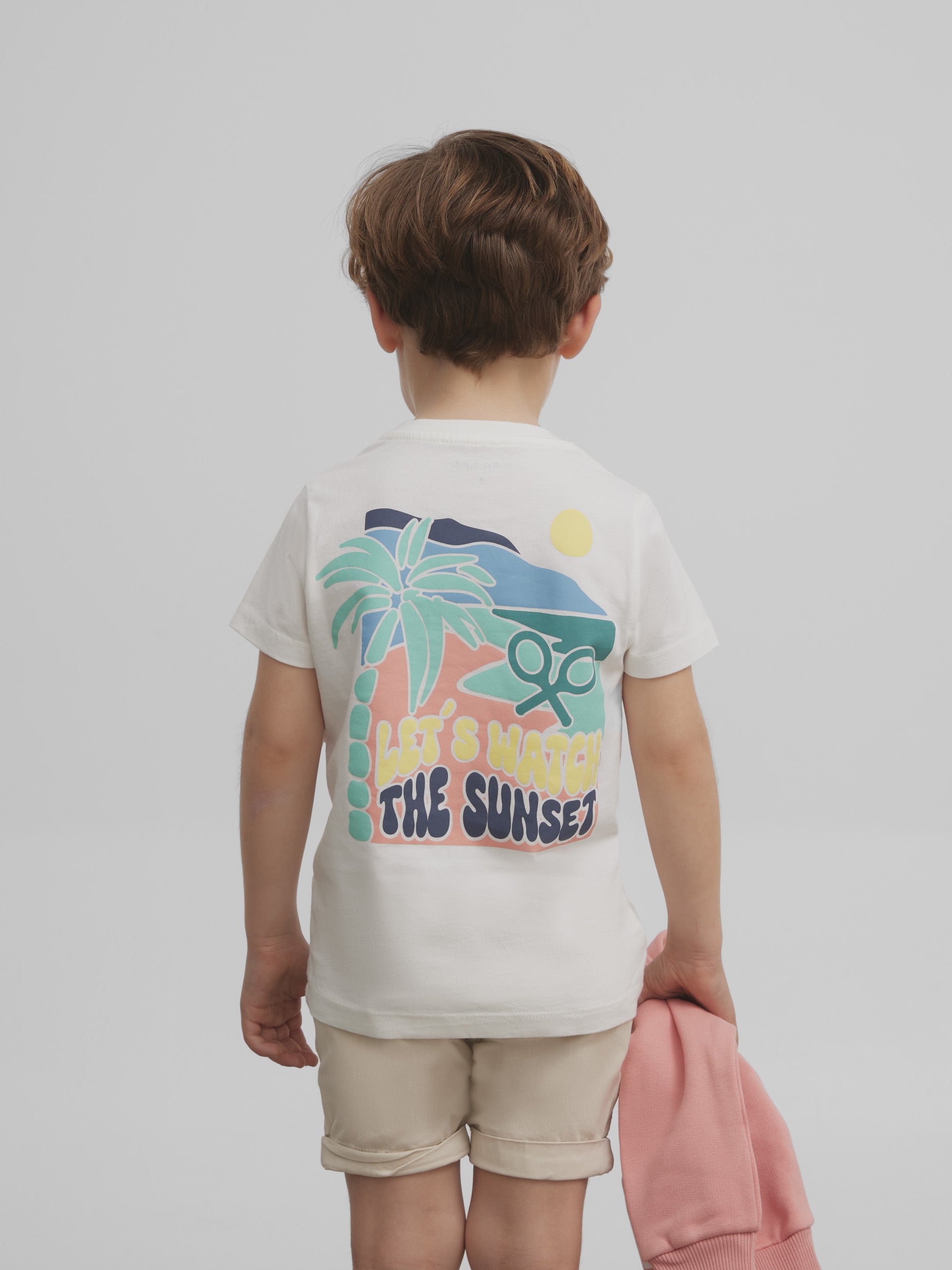 Kids t-shirt let's watch the sunset white