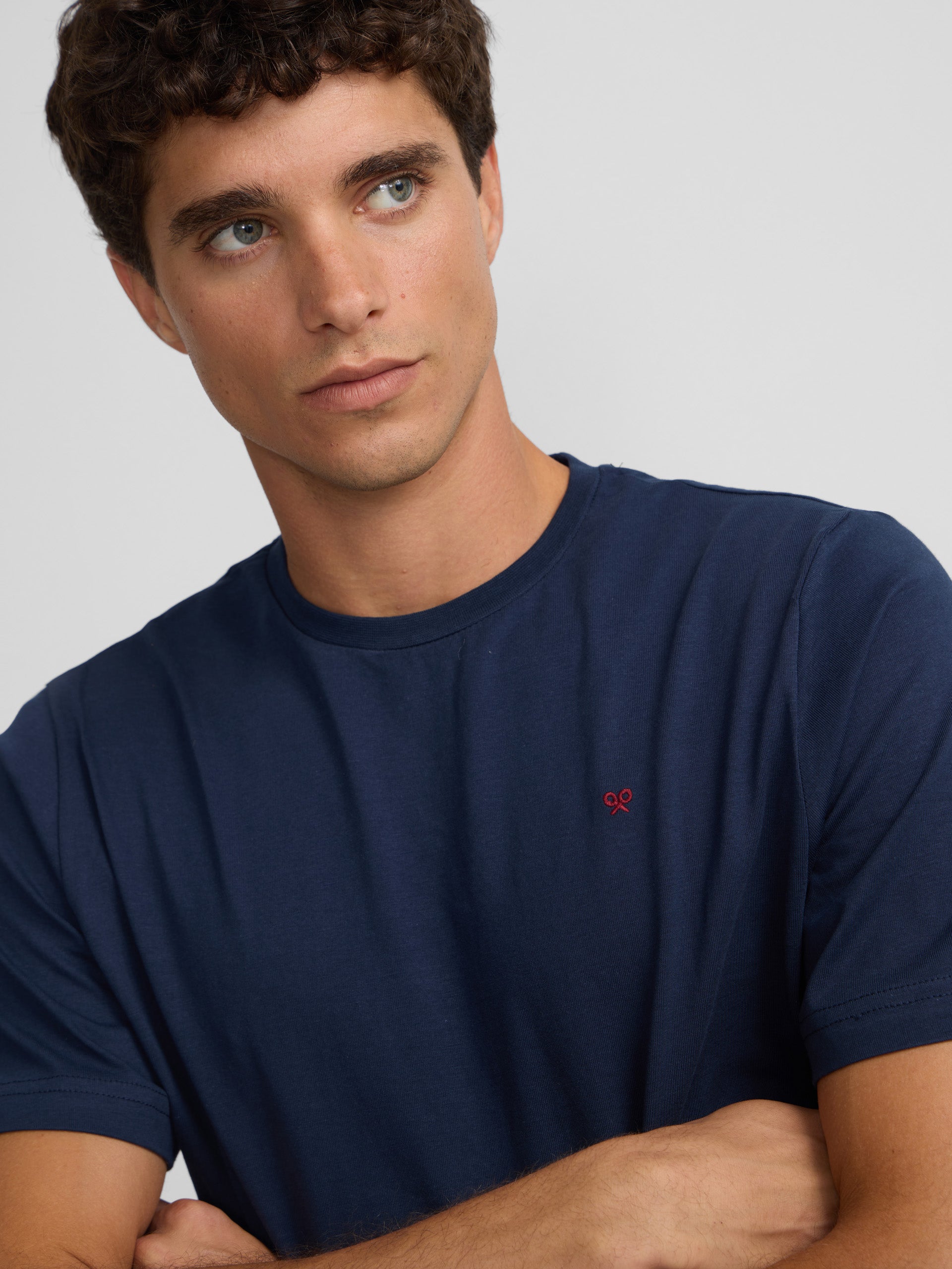 Camiseta silbon minilogo azul marino