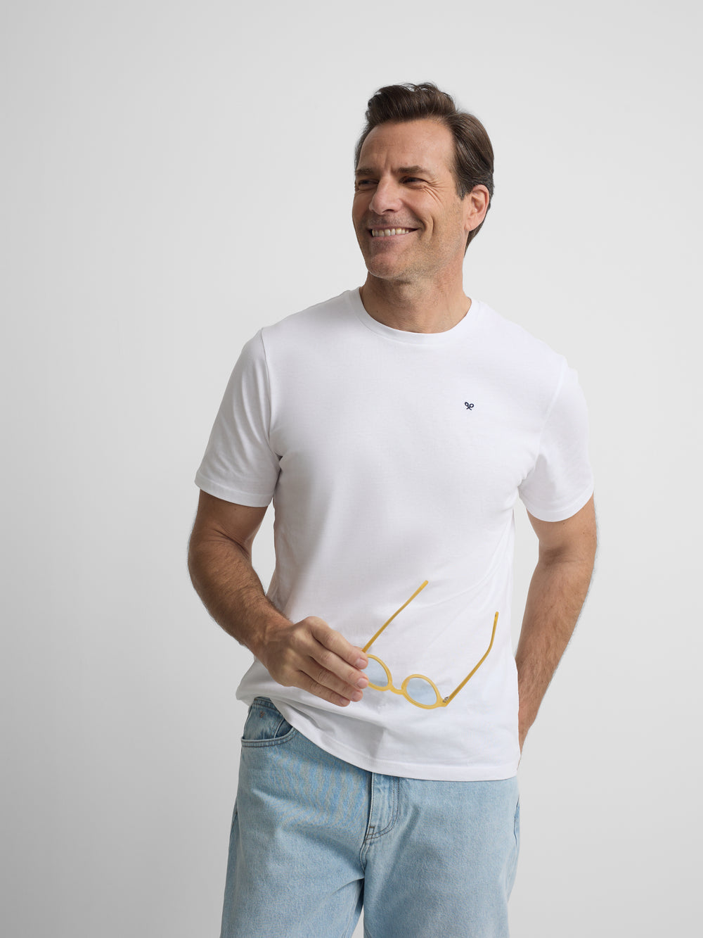 Camiseta silbon minilogo blanco