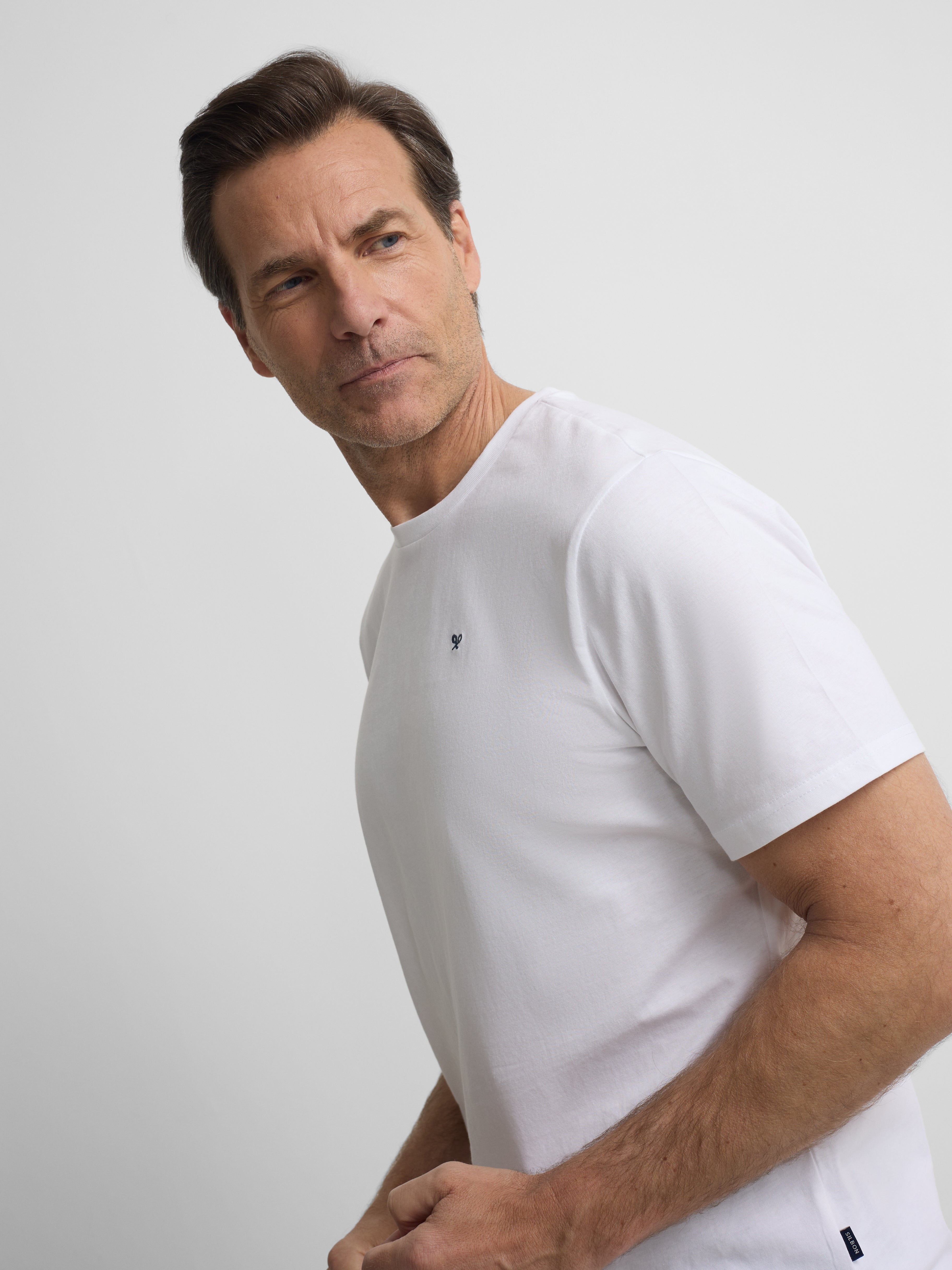 Camiseta silbon minilogo blanco