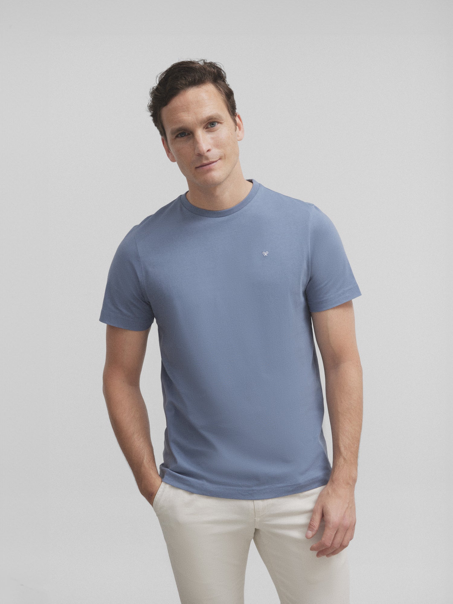 Camiseta silbon minilogo azul