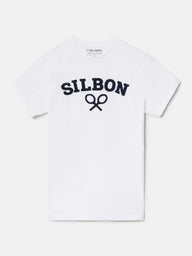 Camiseta silbon raqueta media blanca