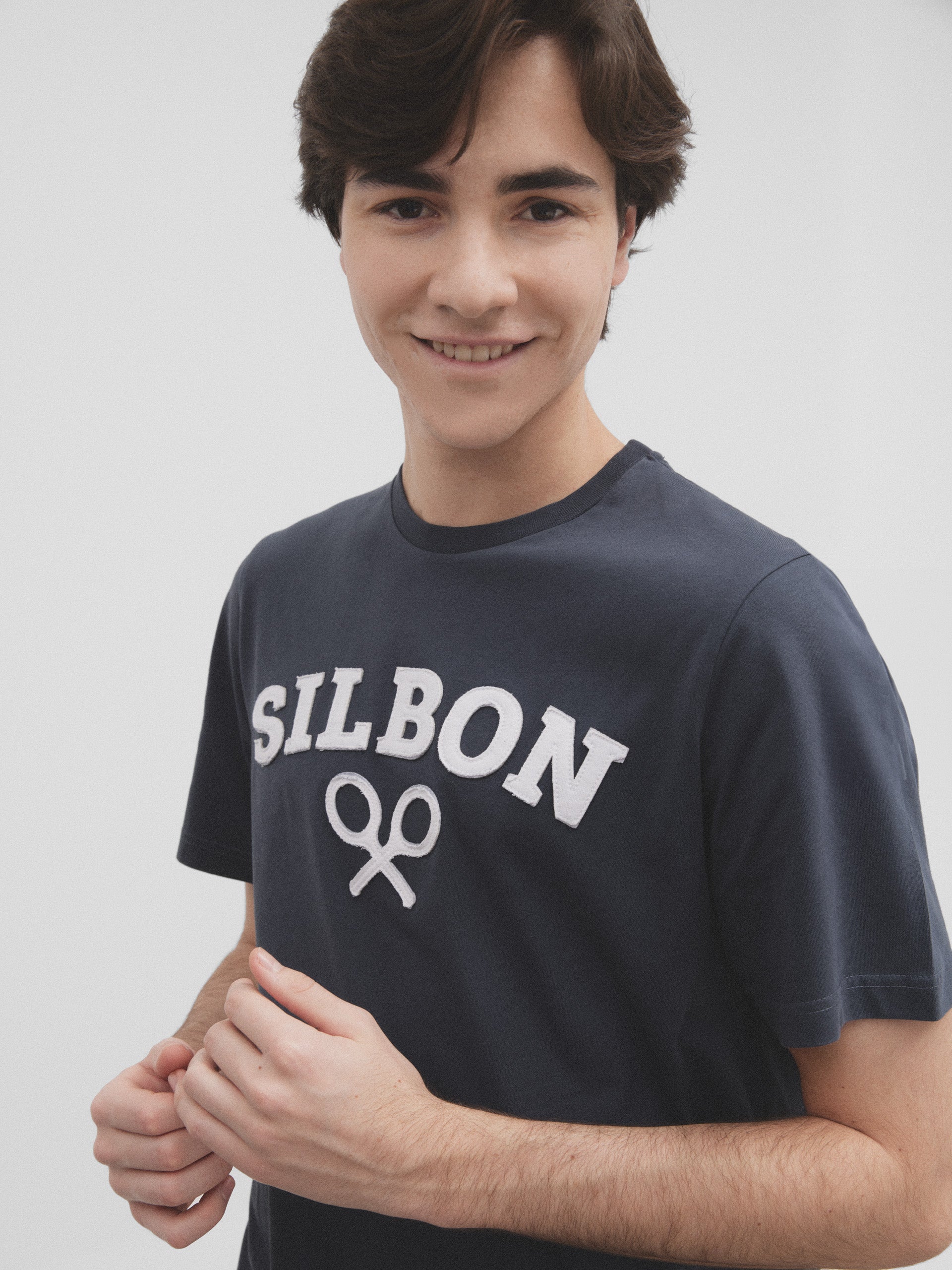 Silbon medium navy blue racket t-shirt