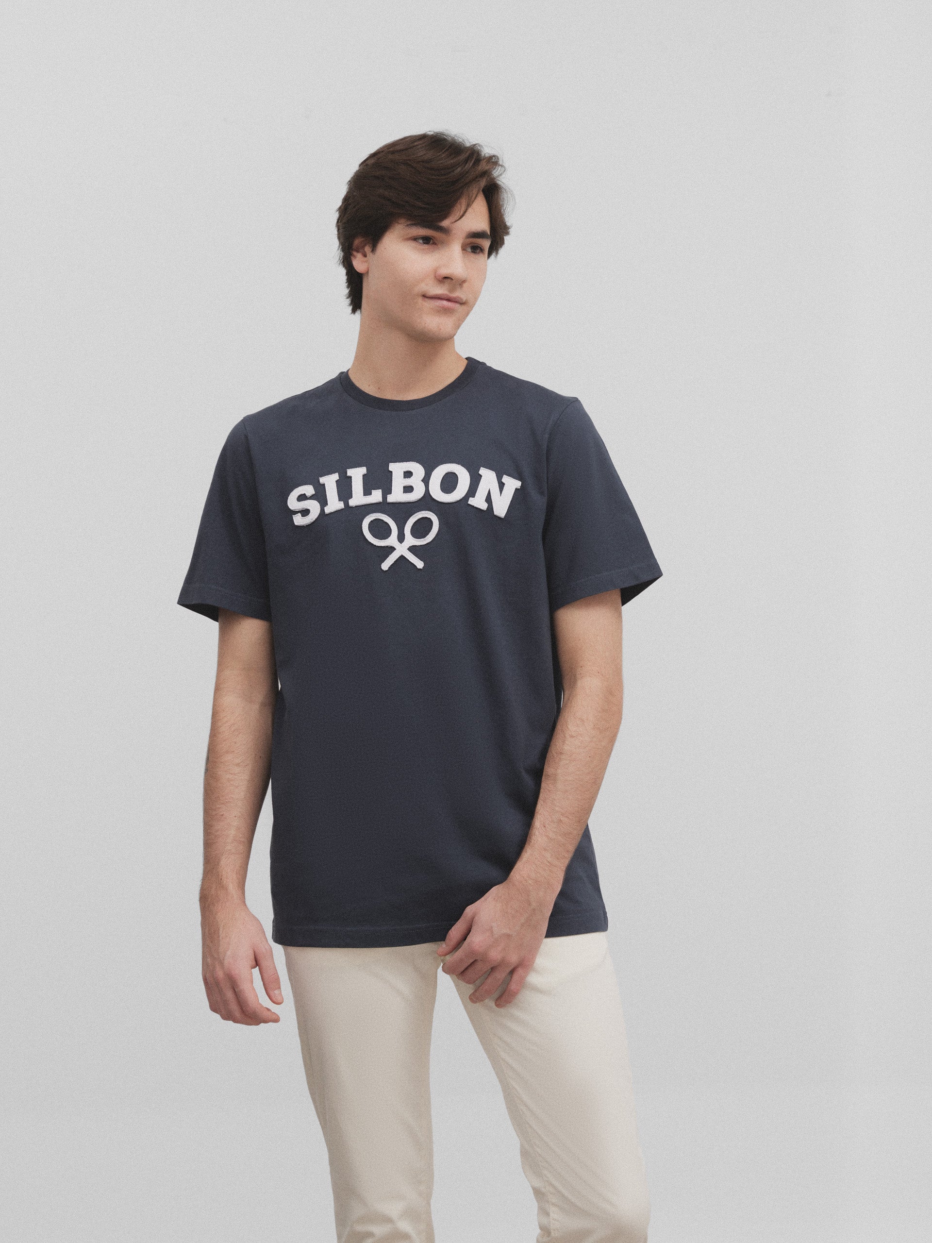 T-shirt raquette Silbon medium bleu marine