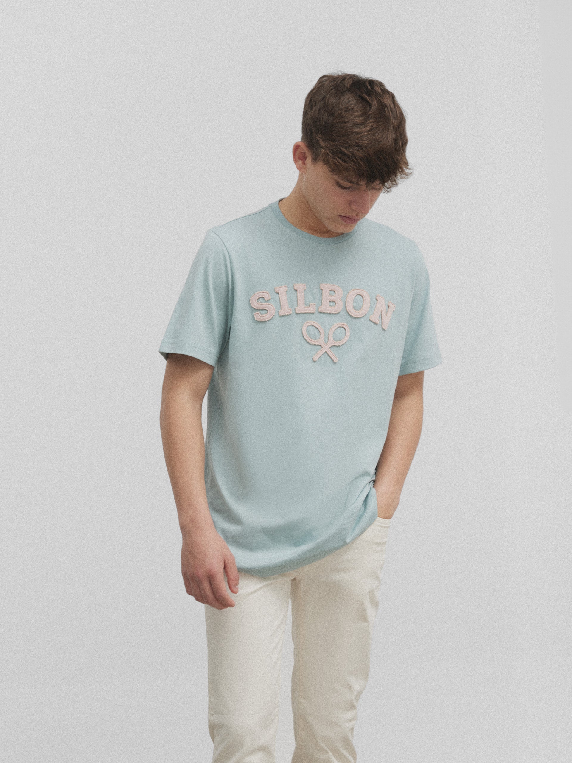 Silbon medium green racket t-shirt