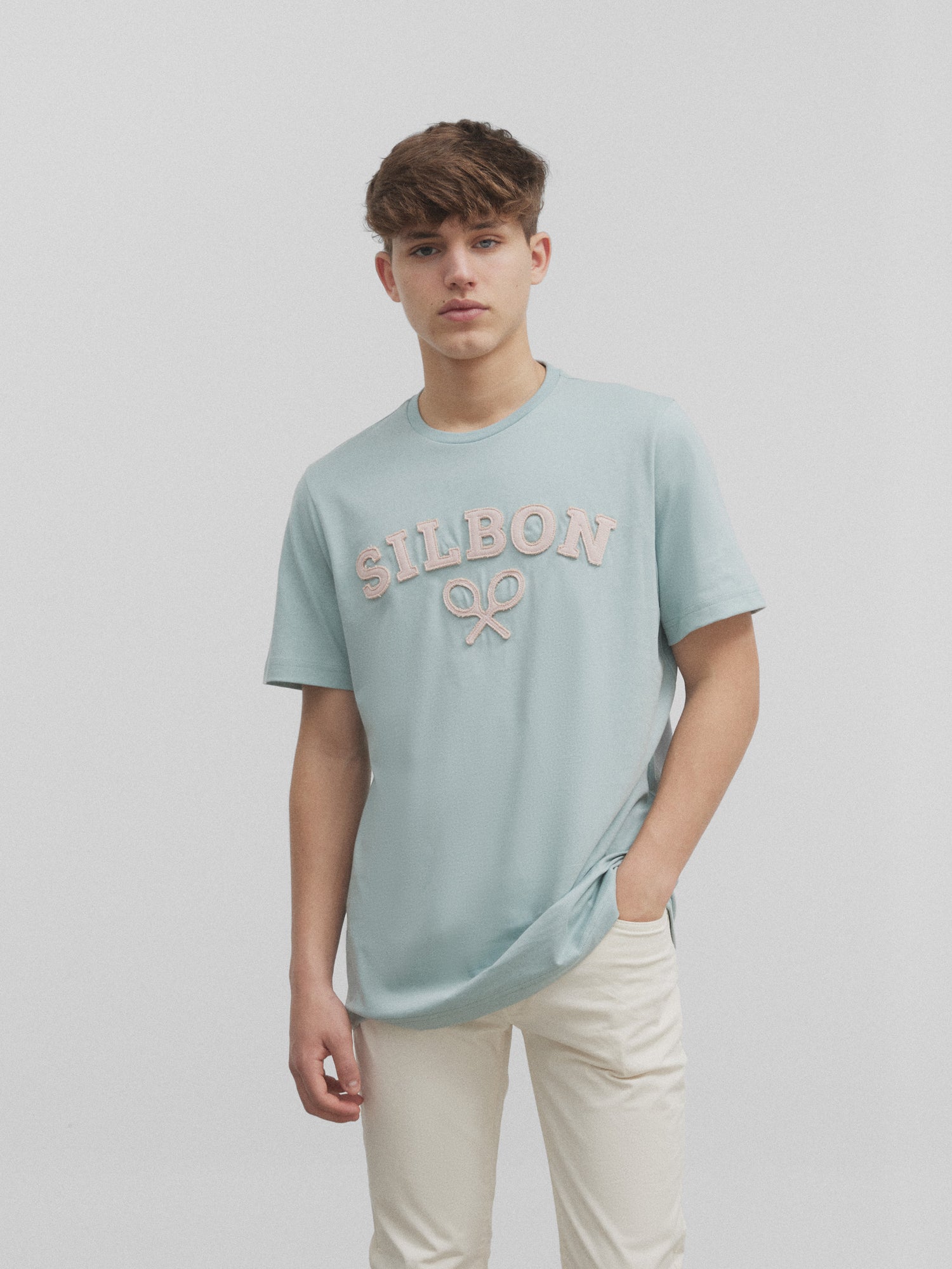 Silbon medium green racket t-shirt