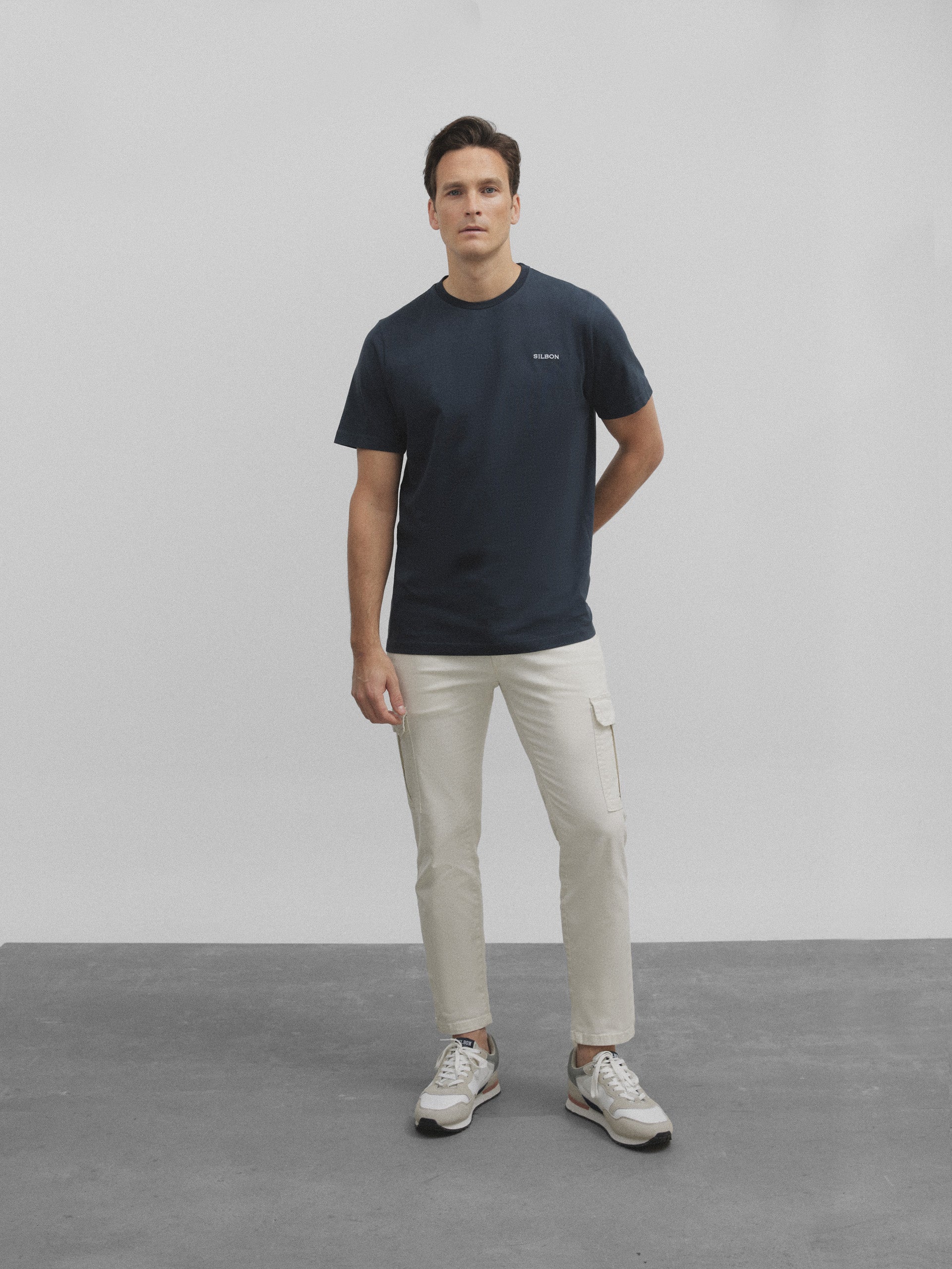 Navy blue Silbon mini-letter t-shirt
