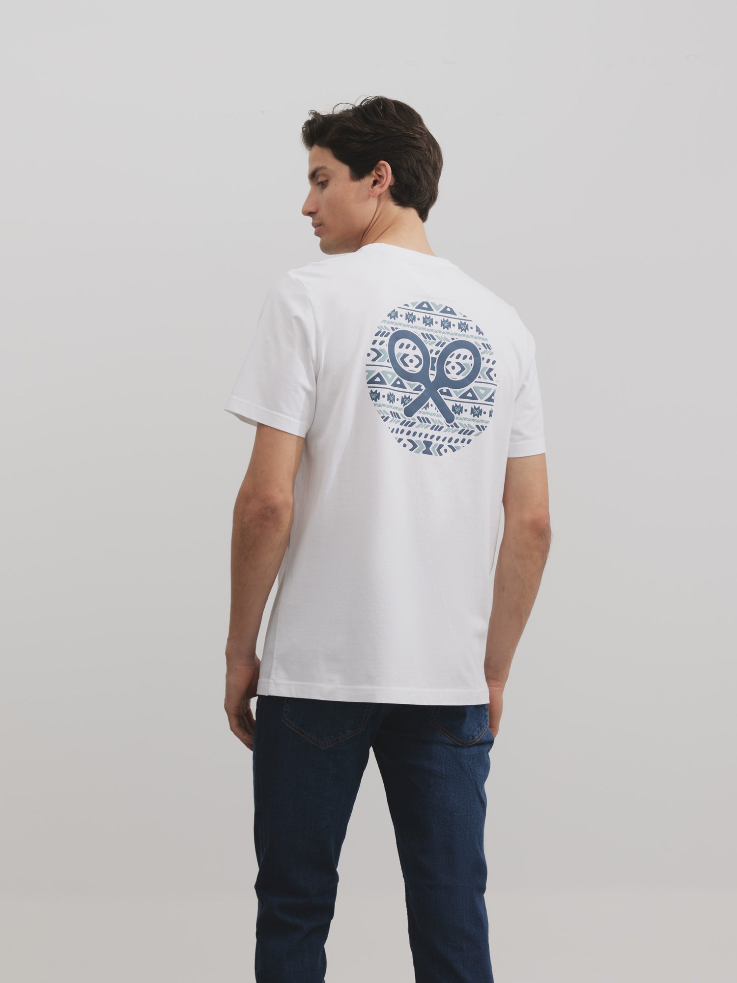 T-shirt silbon cercle ethnique blanc
