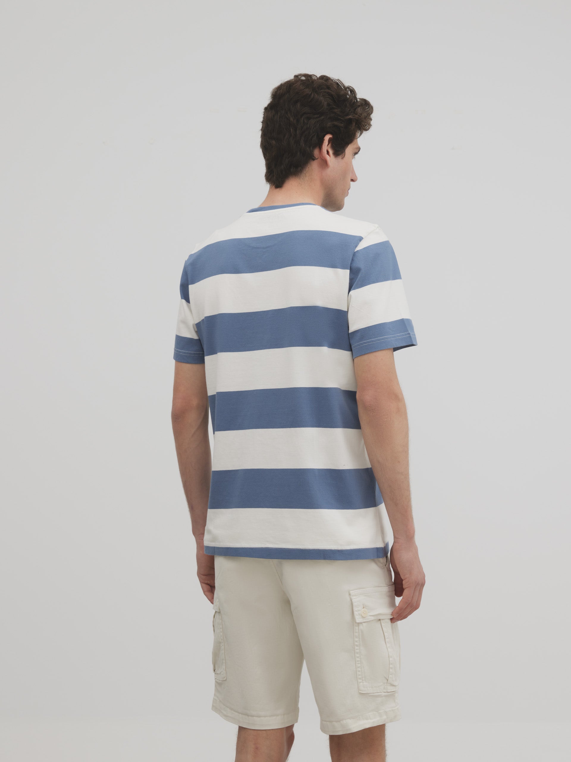 Camiseta silbon raya ancha azul