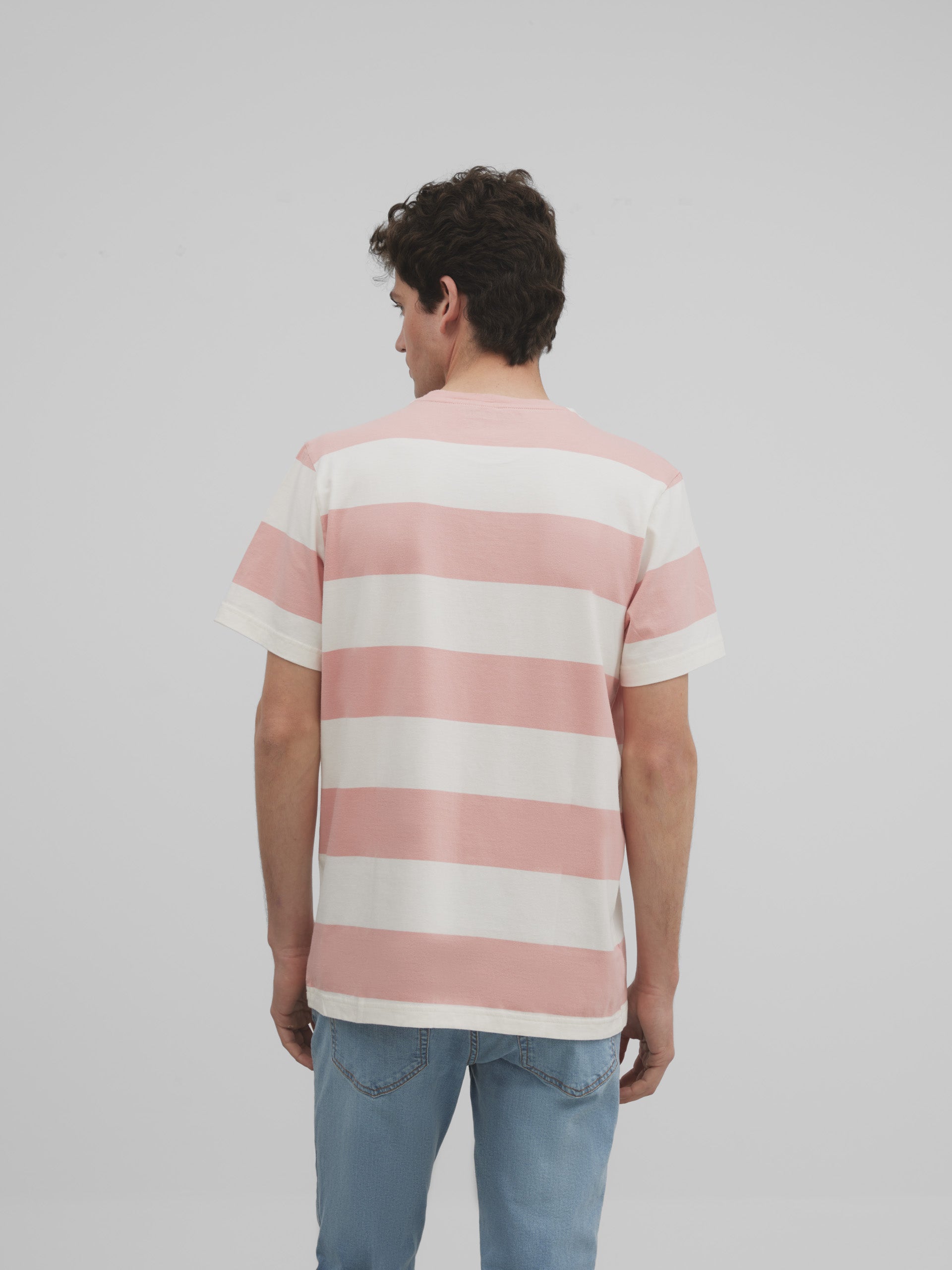 Camiseta silbon raya ancha coral