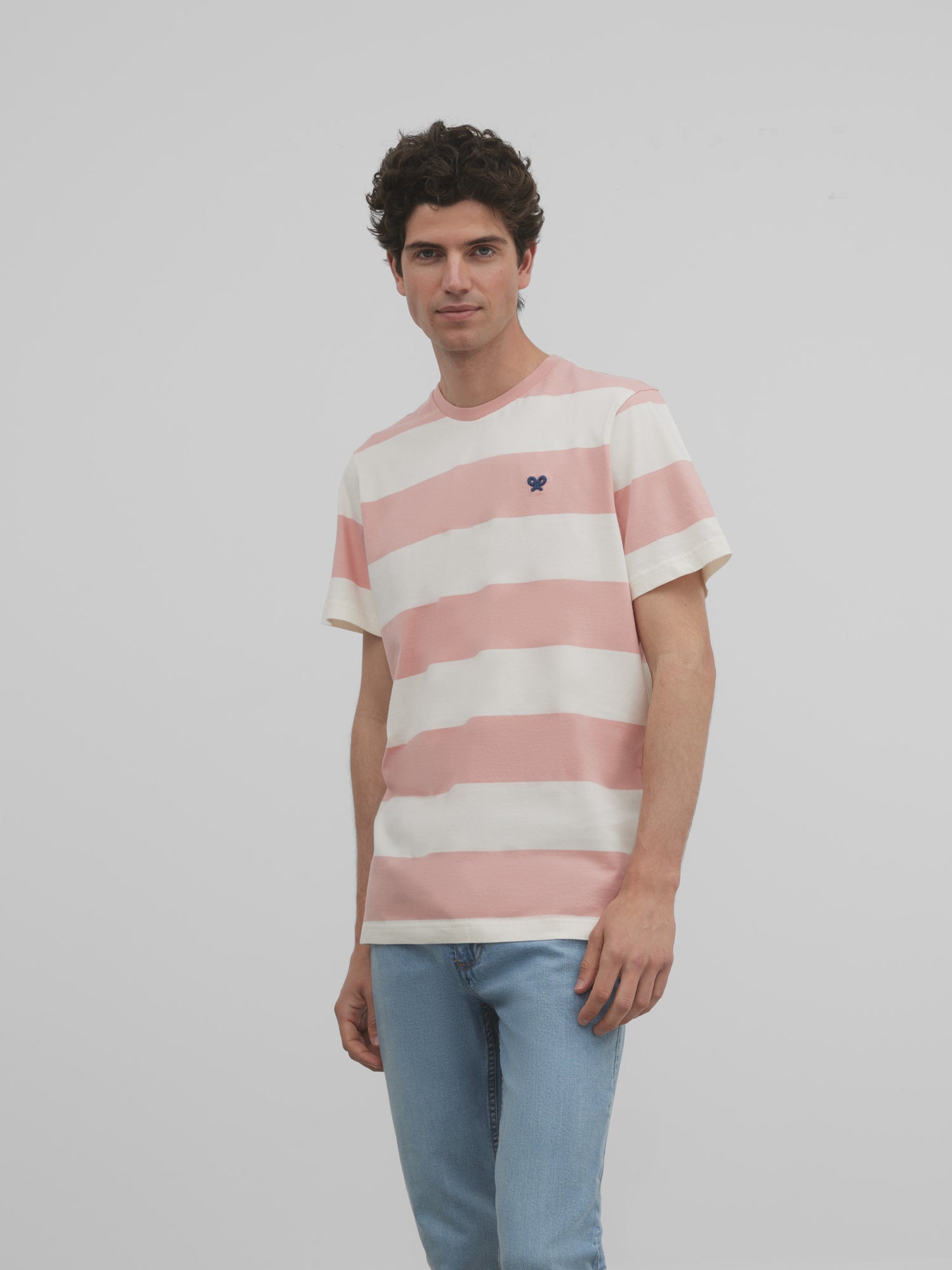 Silbon wide stripe coral t-shirt