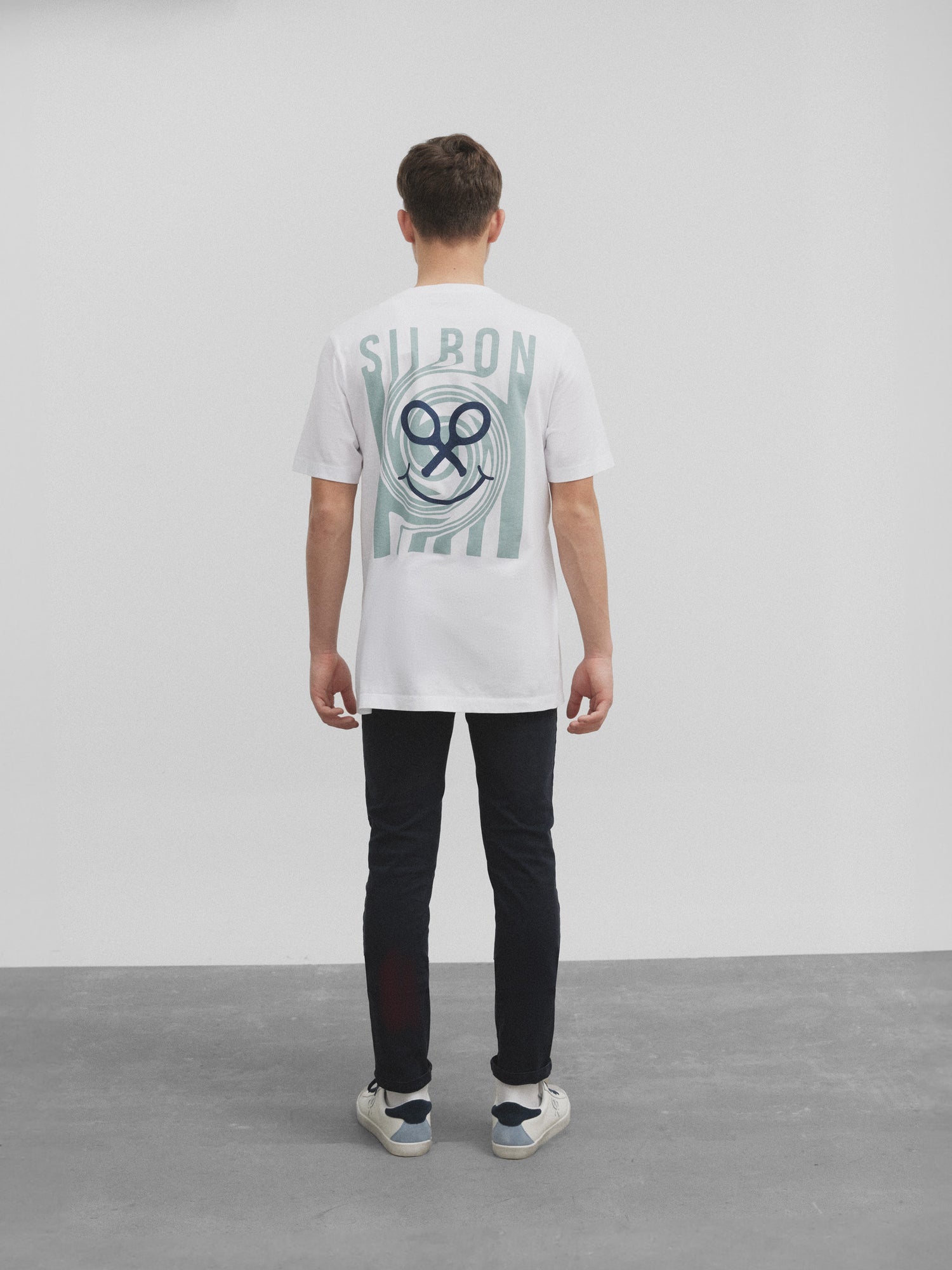 T-shirt Silbon blanc rayé acide